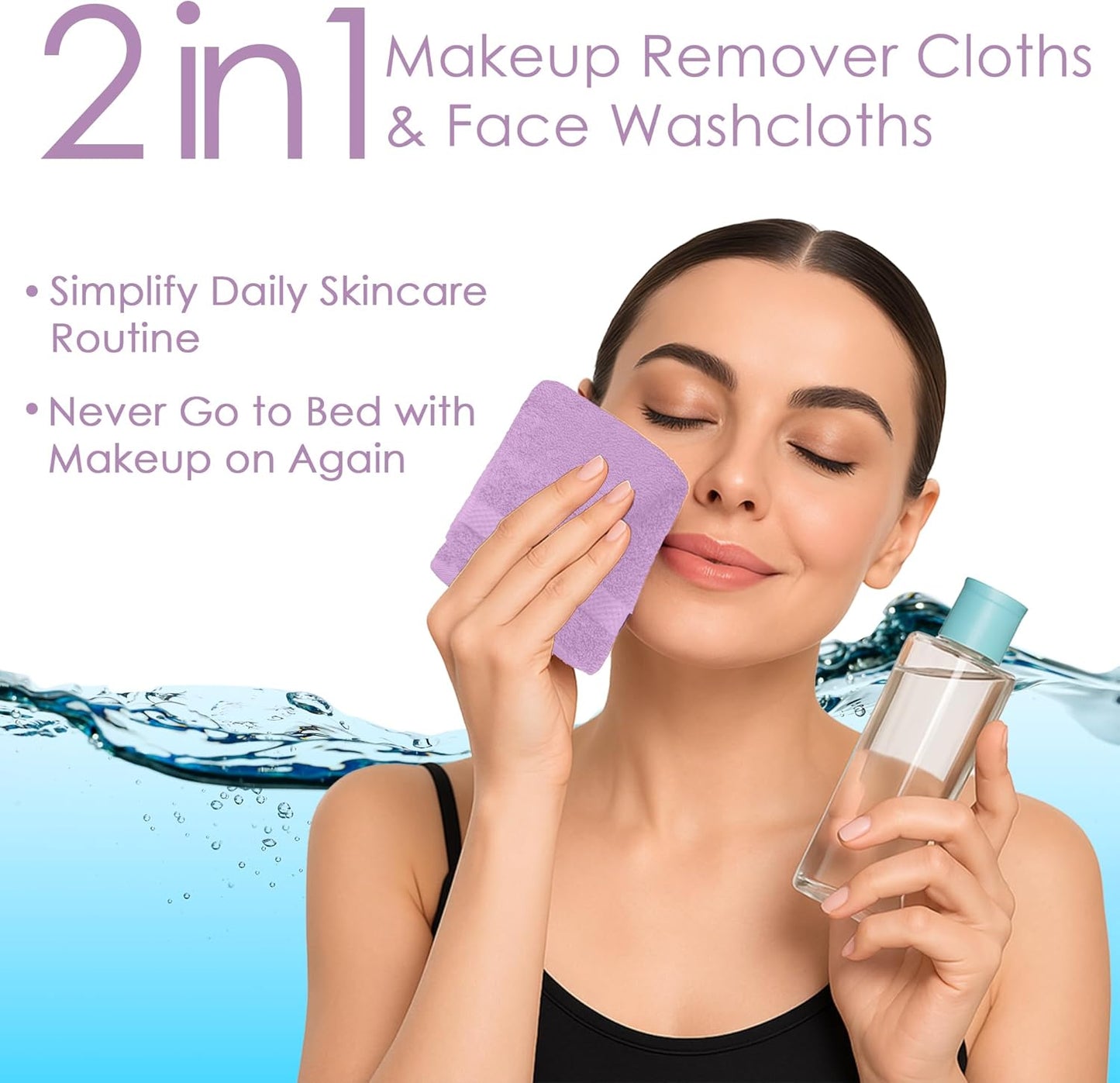 DAN RIVER 12-Pack Premium 100% Cotton Lavendar Face Towels – Reusable Face Towel Set, Soft & Absorbent Wash Rags for Bathroom & Body – Hand and Face Towels, 550 GSM (12x12 in)