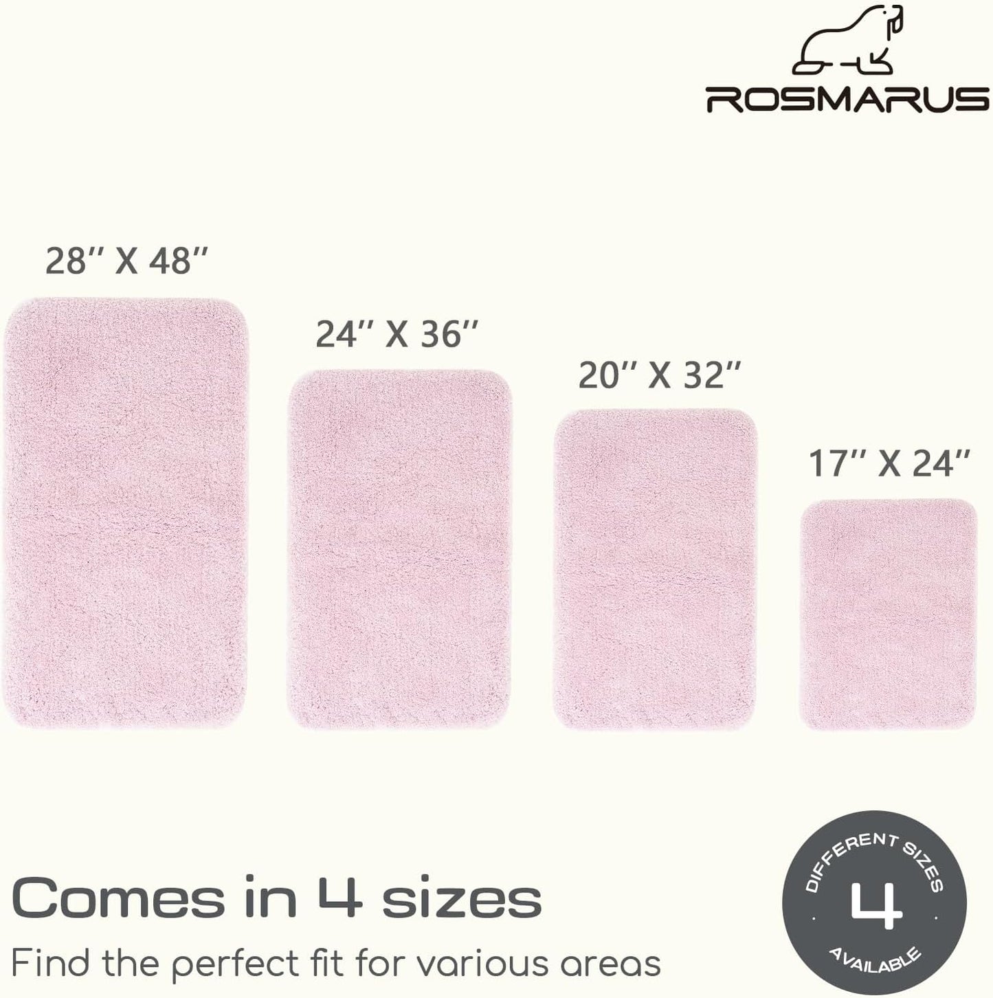 ROSMARUS Shaggy Non Slip Bath Mat, 17" X 24", Water Absorbent, Soft Tub & Floor Mat, Fluffy Machine Washable, Mauve Pink