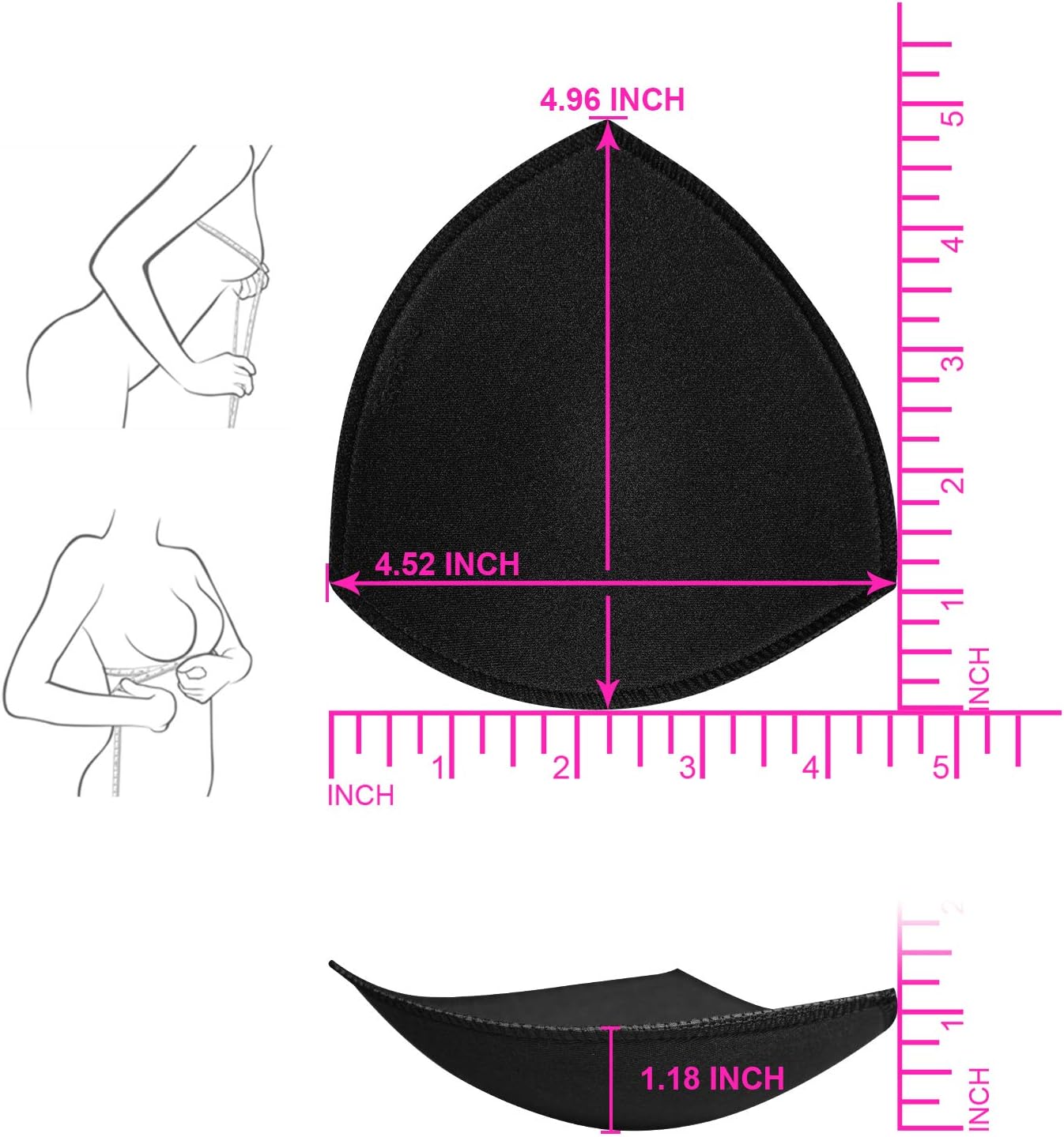 Bra Pad Insert,Removable Sport Bra Cup Triangle Breathable & Reusable Bra Pad for Yoga Bra,Swimsuits,Bikini
