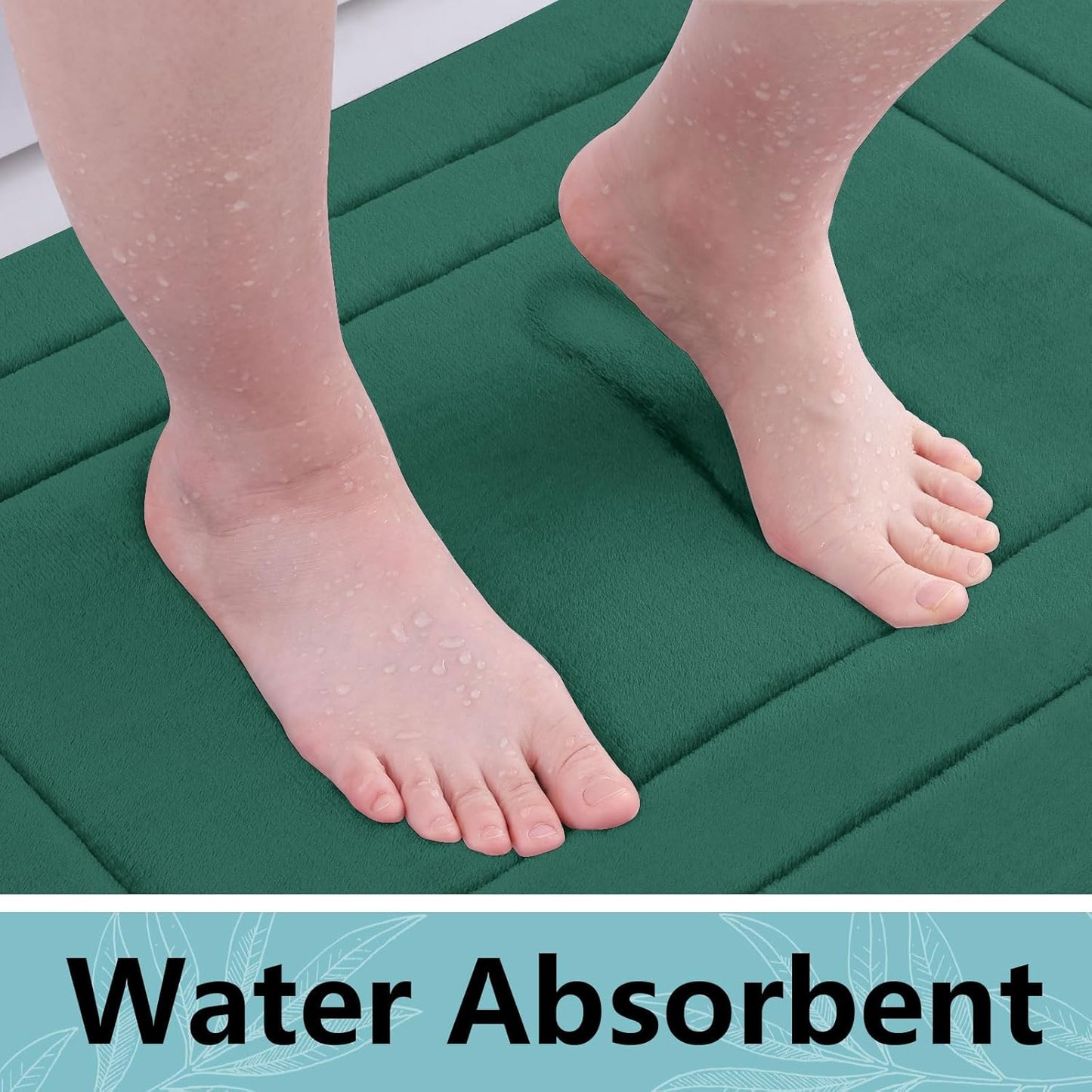 Arotive Memory Foam Bathroom Rug Mat 24x16, Ultra Soft and Absorbent Bath Mat, Machine Wash Dry, Comfortable Bath Rug Carpet for Bathroom Floor, Tub and Shower, Dark Green