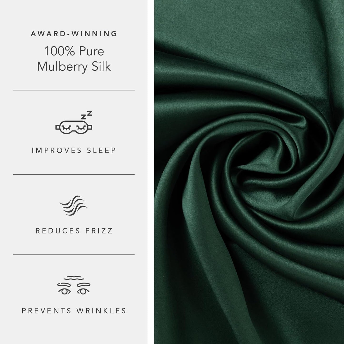 Fishers Finery 25mm 100% Pure Mulberry Silk Pillowcase (Dark Green Queen)
