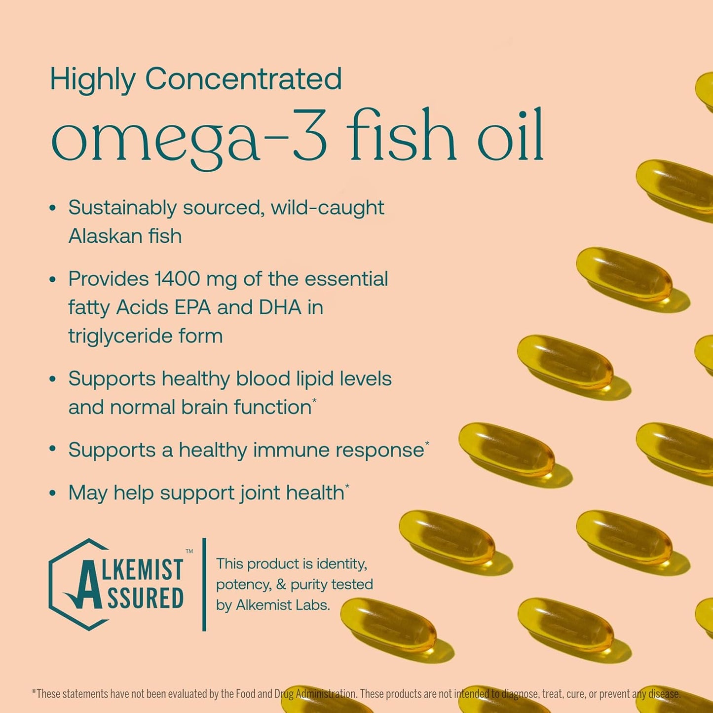 True Grace Omega-3 Fish Oil - 60 Softgels - 1400 mg EPA + DHA - Brain, Heart, Joint & Immune Health - Organic, Gluten Free, Soy Free