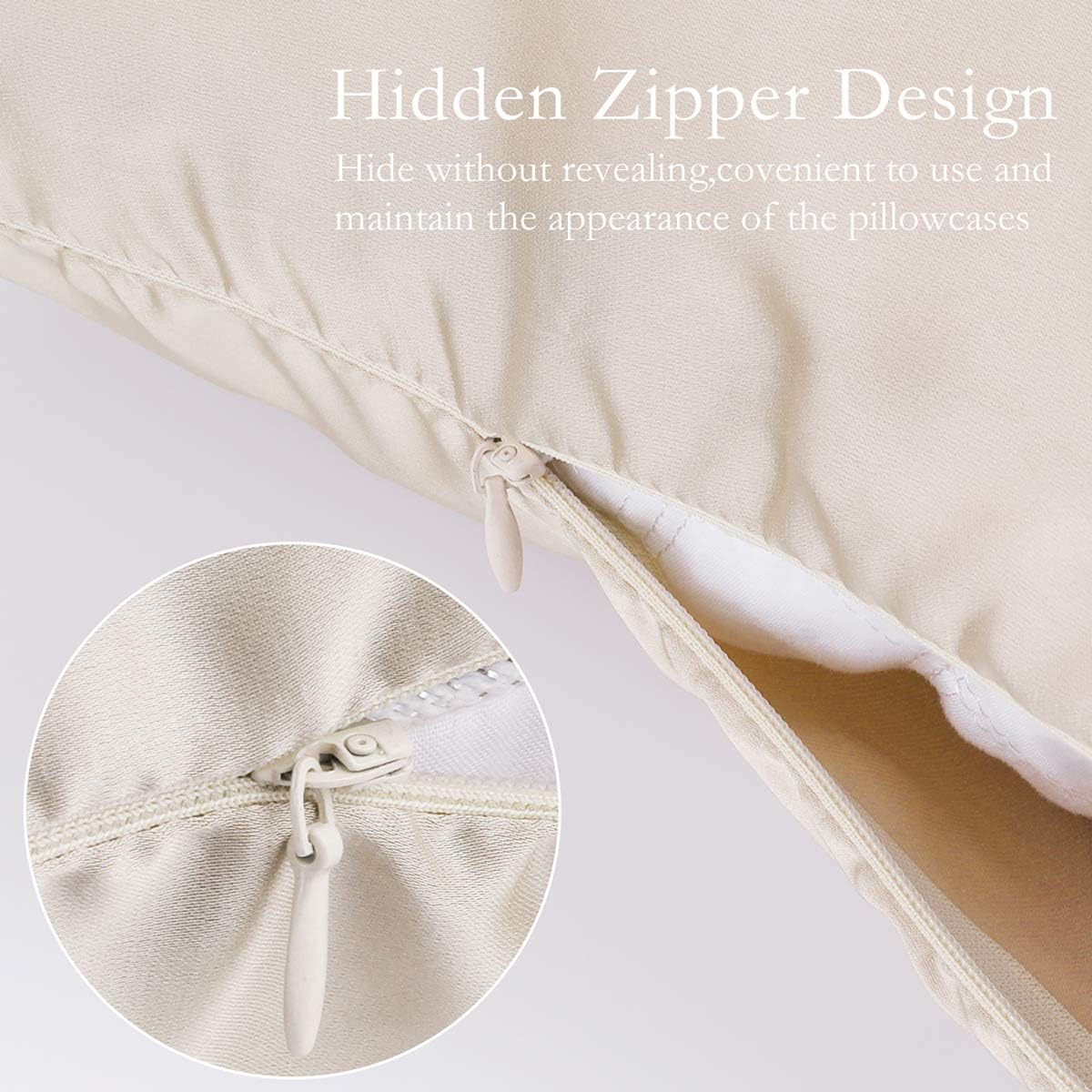 2 Pack 100% Mulberry Silk Pillowcases, Standard Size with Hidden Zipper - Hypoallergenic and Breathable