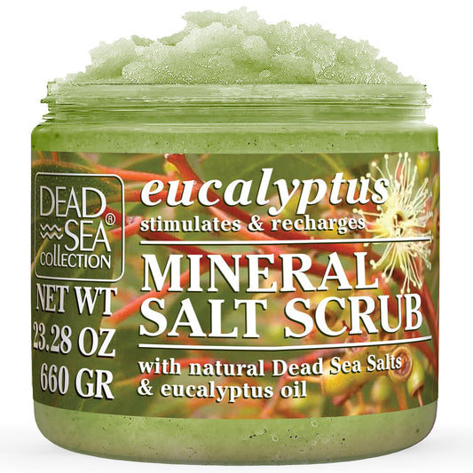 Dead Sea Collection Eucalyptus Salt Scrub – Exfoliating Body Scrub for Women – Moisturizing and Nourishing Skin – with Pure Oils and Dead Sea Minerals (23.28 Oz)