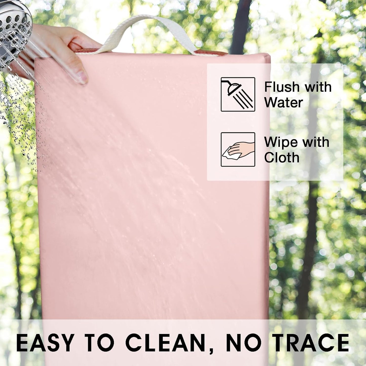 HappyPicnic Waterproof Kneeling Pad for Garden or Bath, 2 inch Thick Soft Foam Kneeler Mat for Gardeners Knee Support or Bathtub Bathing with Handle and Removable Cover - Pink