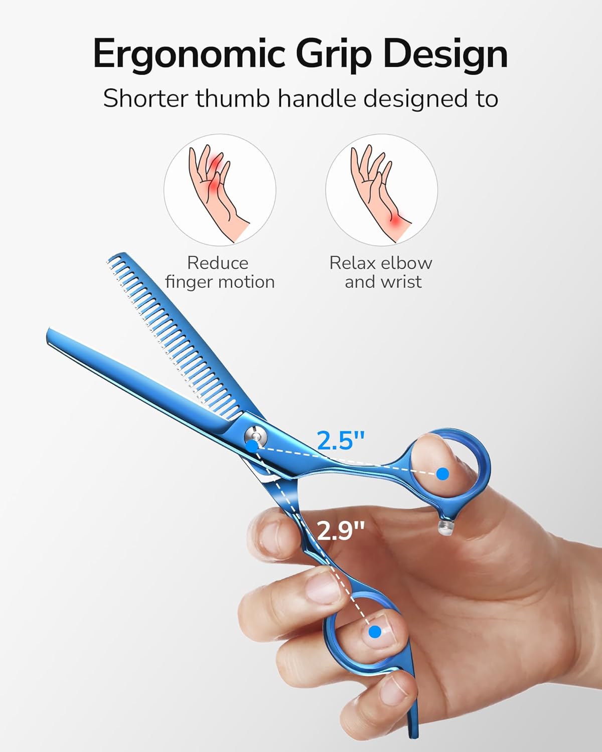 ULG Hair Cutting Scissors Thinning Shears Kit Professional Barber Hairdressing Texturizing Salon Razor Edge Scissor Japanese Stainless Steel 6.5 inch Blue