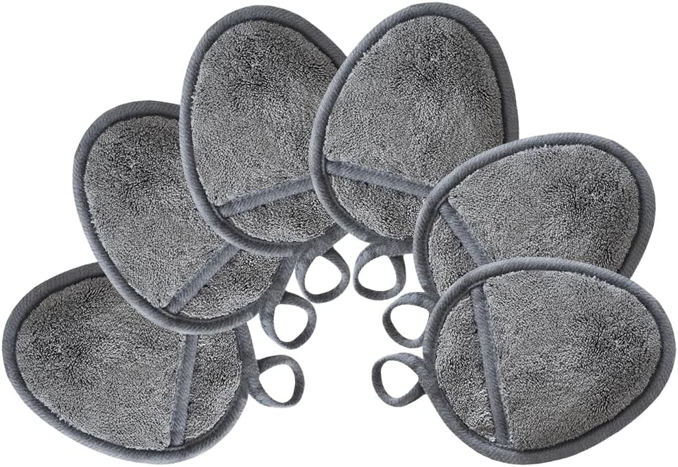 Reusable Makeup Remover Pads Soft Makeup Remover Cloths Washable Facial Makeup Cleansing Pads for Face,Lip,Eyes Grey 6PCS