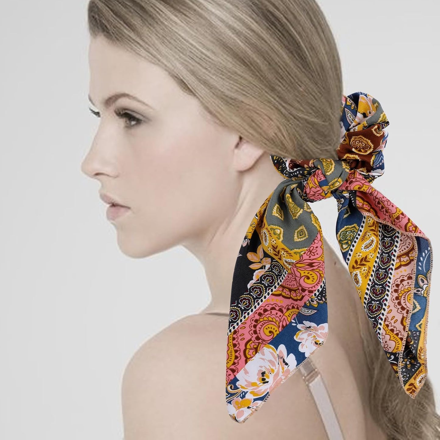 Paisley Scrunchie Hair Accessories - Chiffon Hair Scarf Bandana, Scrunchies, Ribbons, Ponytail Holders, and Bow Scrunchies for Women (6PCS)