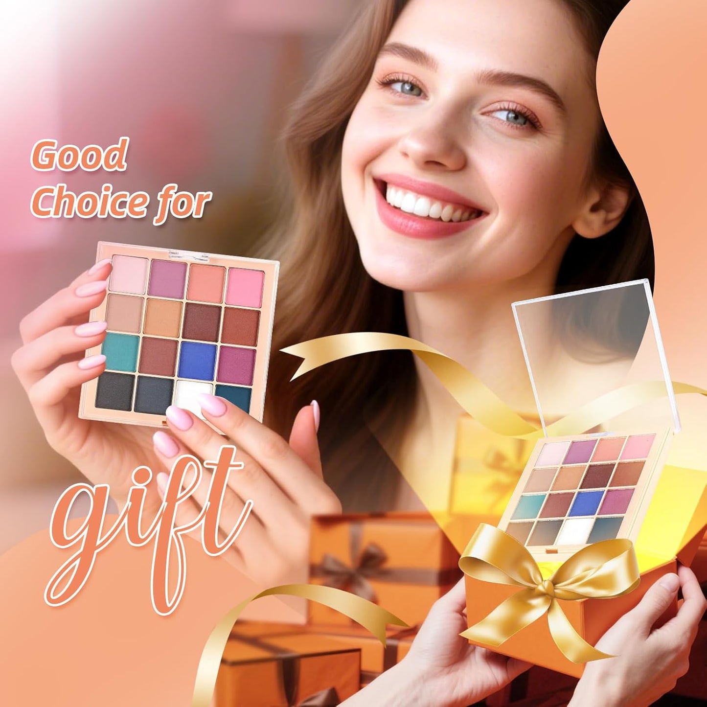 Nail Pigment Powder Palette Set, 16 Bright Colors Ombre Nail Powder Palette Brown Pink French Aura Nails Ombre Nail Brush Nail Long-lasting Manicure Art DIY Accessories (08)