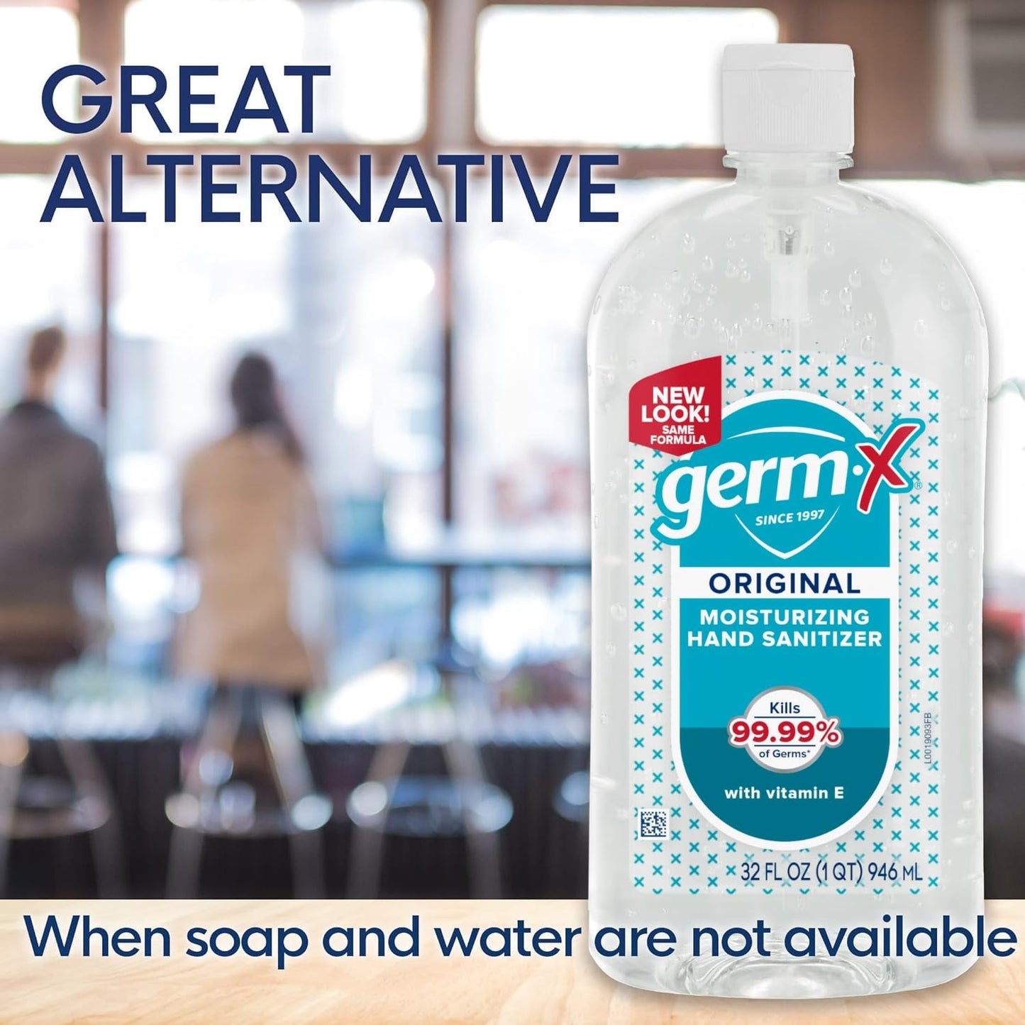 Germ-X Original Hand Sanitizer, Back to School Supplies, Non-Drying Moisturizing Gel with Vitamin E, Instant and No Rinse Formula, Large Family-Size Flip Top Bottle, 32 Fl Oz (Pack of 4)