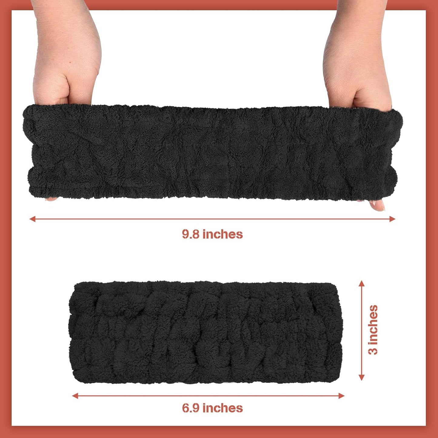 Chuangdi 3 Pieces Spa Headband for Women Facial Makeup Headband Soft Terry Cloth Hairband for Washing Face Mask Spa Shower Gifts(Black)