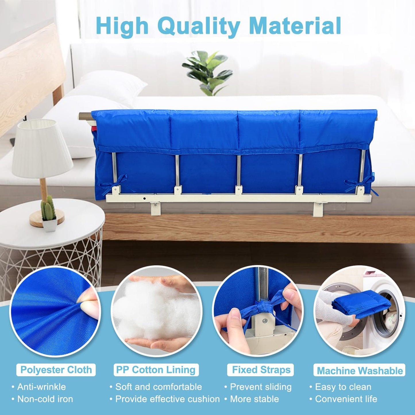 Bed Rail Covers for Hospital Bed Bumper Pads Medical Foam Padding Bumpers Bedside Pad for Elderly Adults Seniors Bed Side Protection Safety Rail Guard Bedrail Bumper(48"x12")