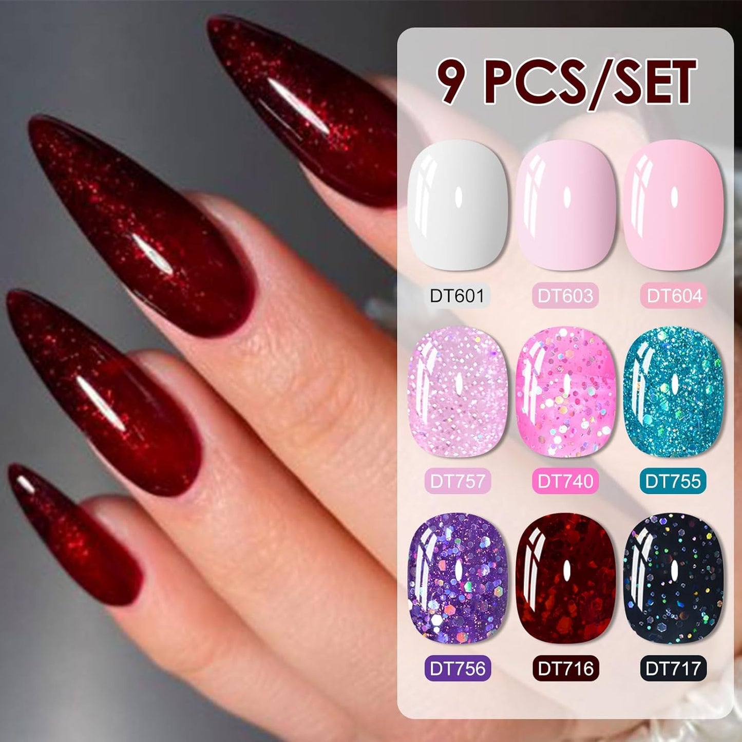 MEET ACROSS 9 Colors Gel Nail Polish + 3PCS Function Gel Nail Polish Kit,Fashion Nail Art Set Design Gifts for Women Manicure Salon (SET20, 12pcs)