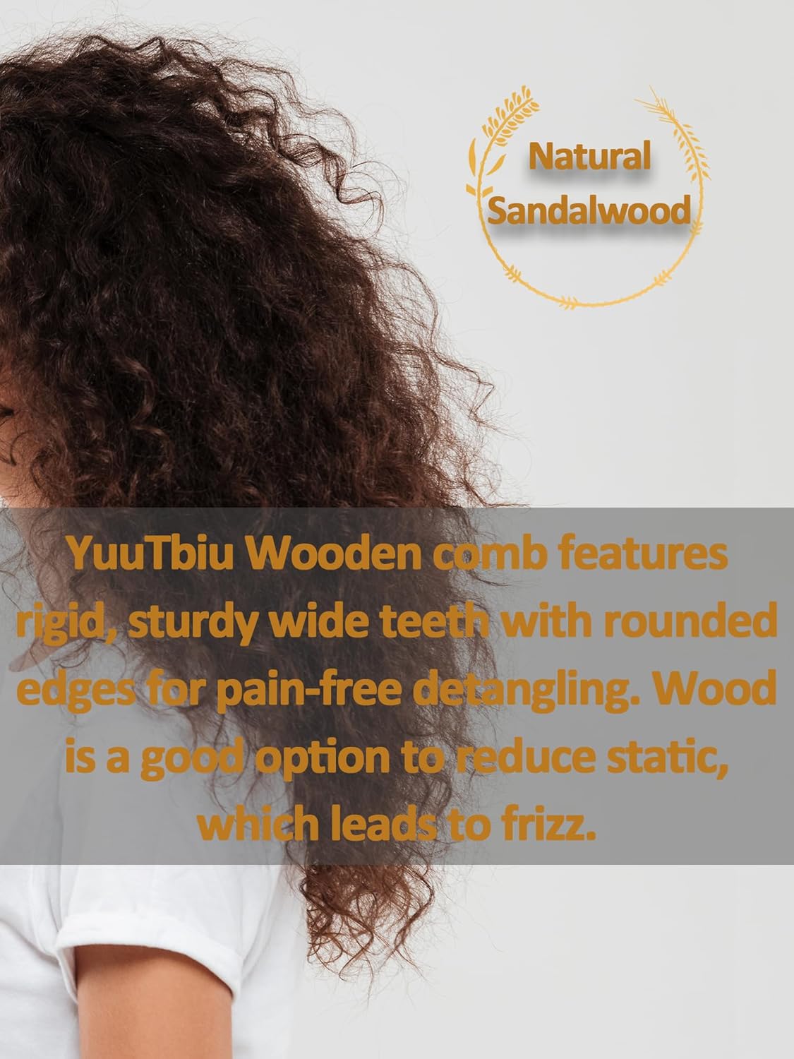 Wide Tooth Green Sandalwood Detangler Comb - Wooden Hair Comb for Natural Hair, Curly/Thick Hair Knot Remover (No Handle, Scented Wood)