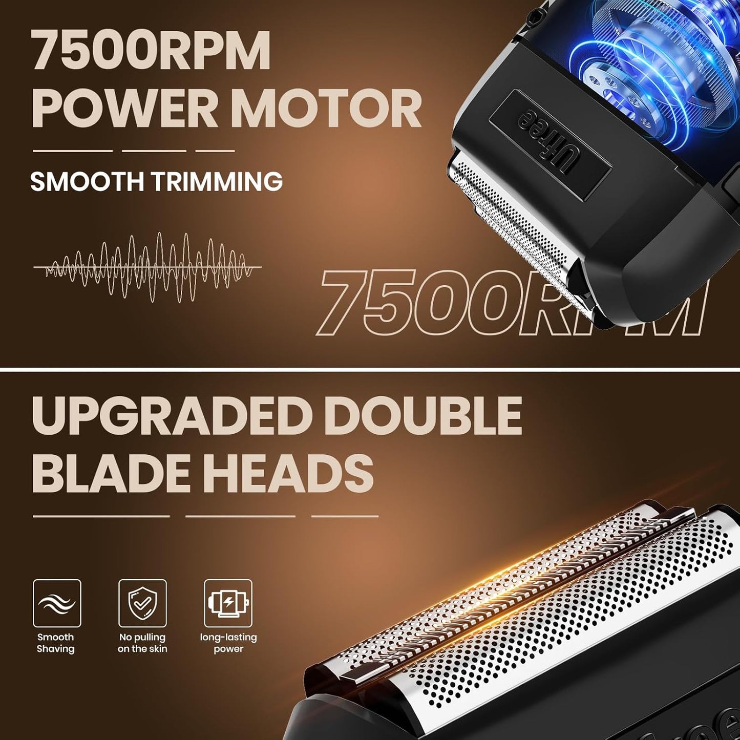 Ufree Beard Trimmer for Men, Foil Shaver Electric Razor, Shavers for Body Face Nose Ear, Cordless Hair Trimmer, Professional Hair Clippers, Mustache Grooming Kit Birthday Gifts for Men