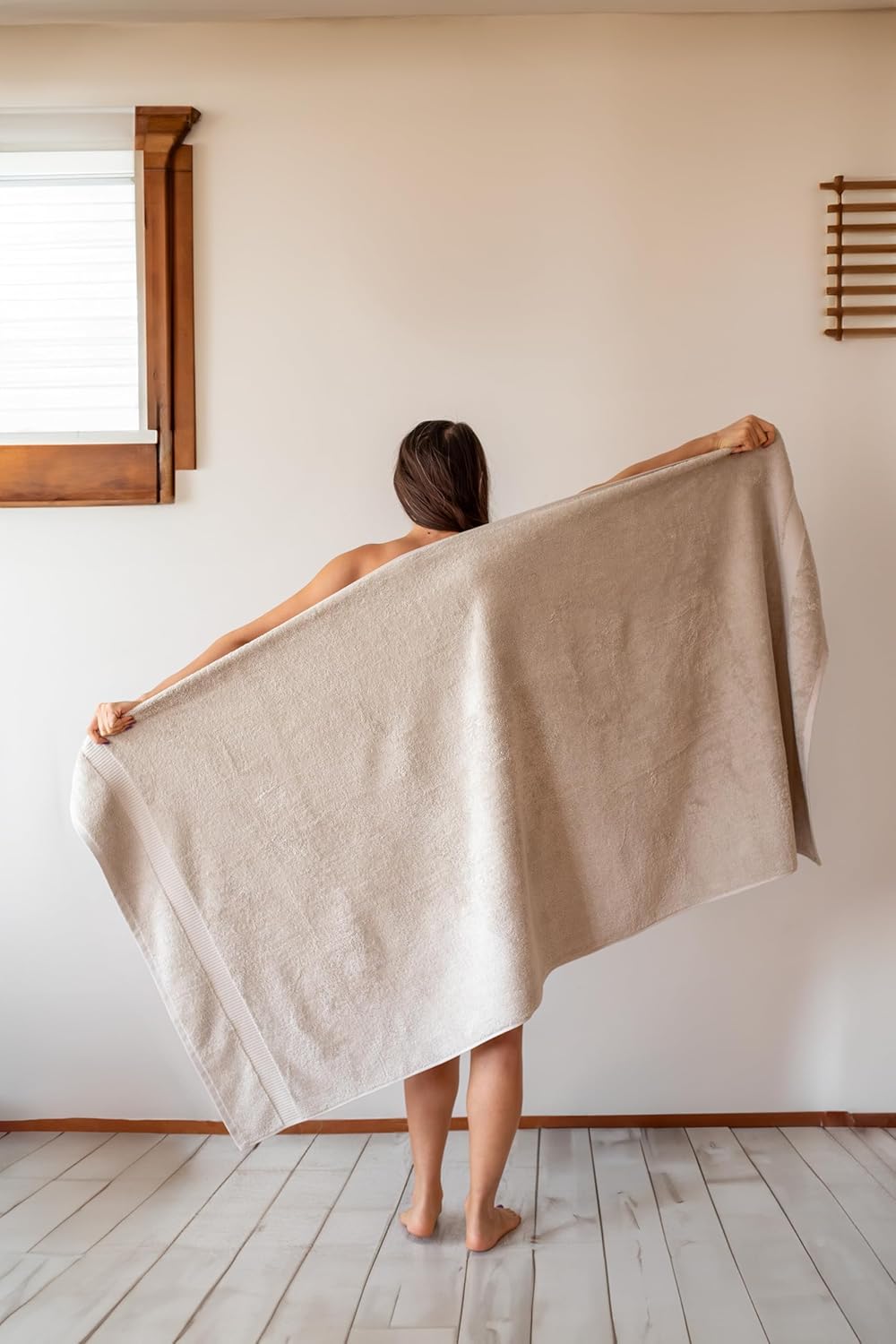 SALBAKOS 100% Turkish Cotton Extra Large Bath Sheet Set of 2 35x70 inch | Heirloom Quality | Hotel & Spa Collection | Soft, Absorbent Oversize Bath Towels | Made in Turkey (Stone, 2 Bath Sheets)