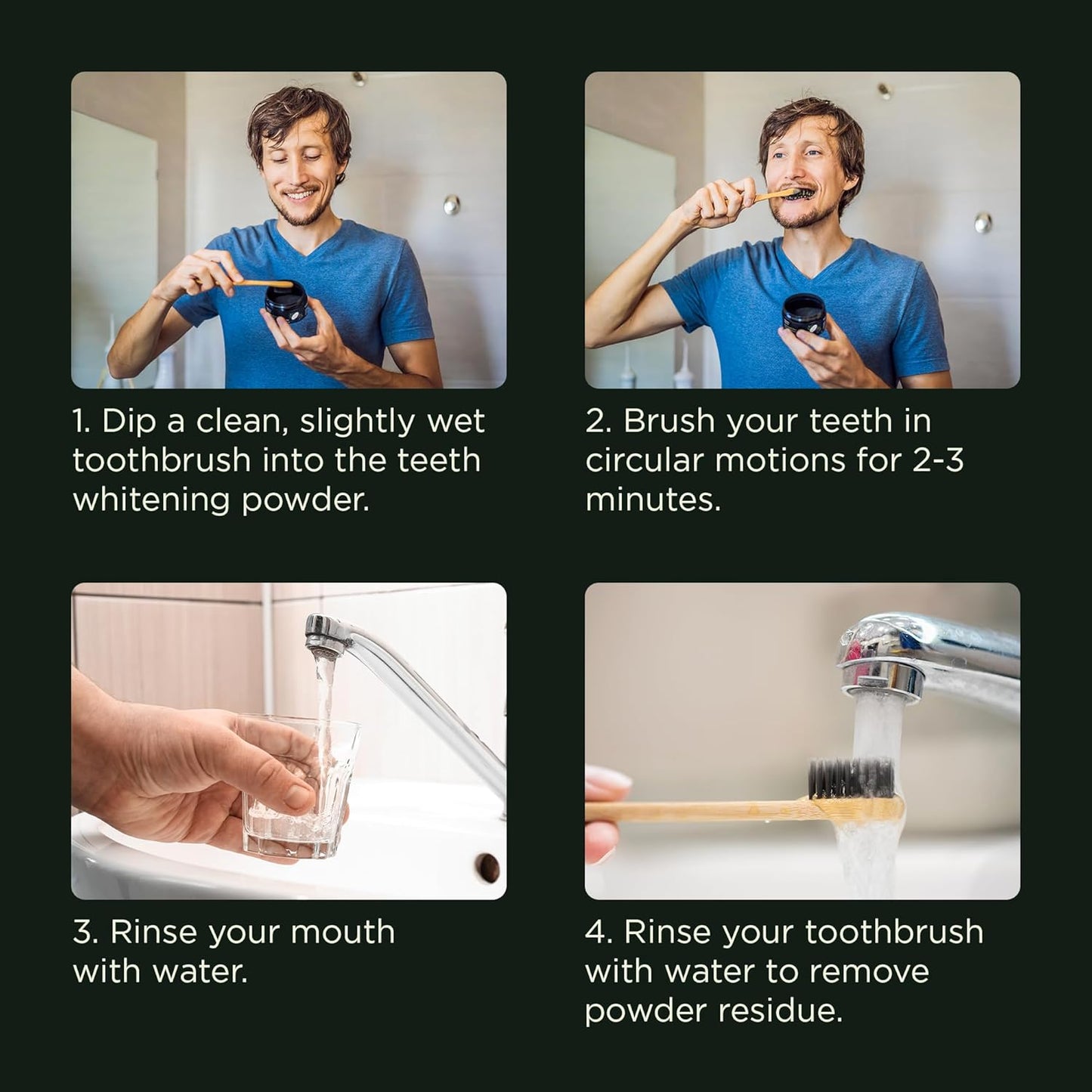 Lagunamoon Activated Charcoal Teeth Whitening Powder - 50g Natural Coconut Charcoal, Effective Teeth Stain Remover and Toothpaste Alternative - Safe for Gums Or Enamel