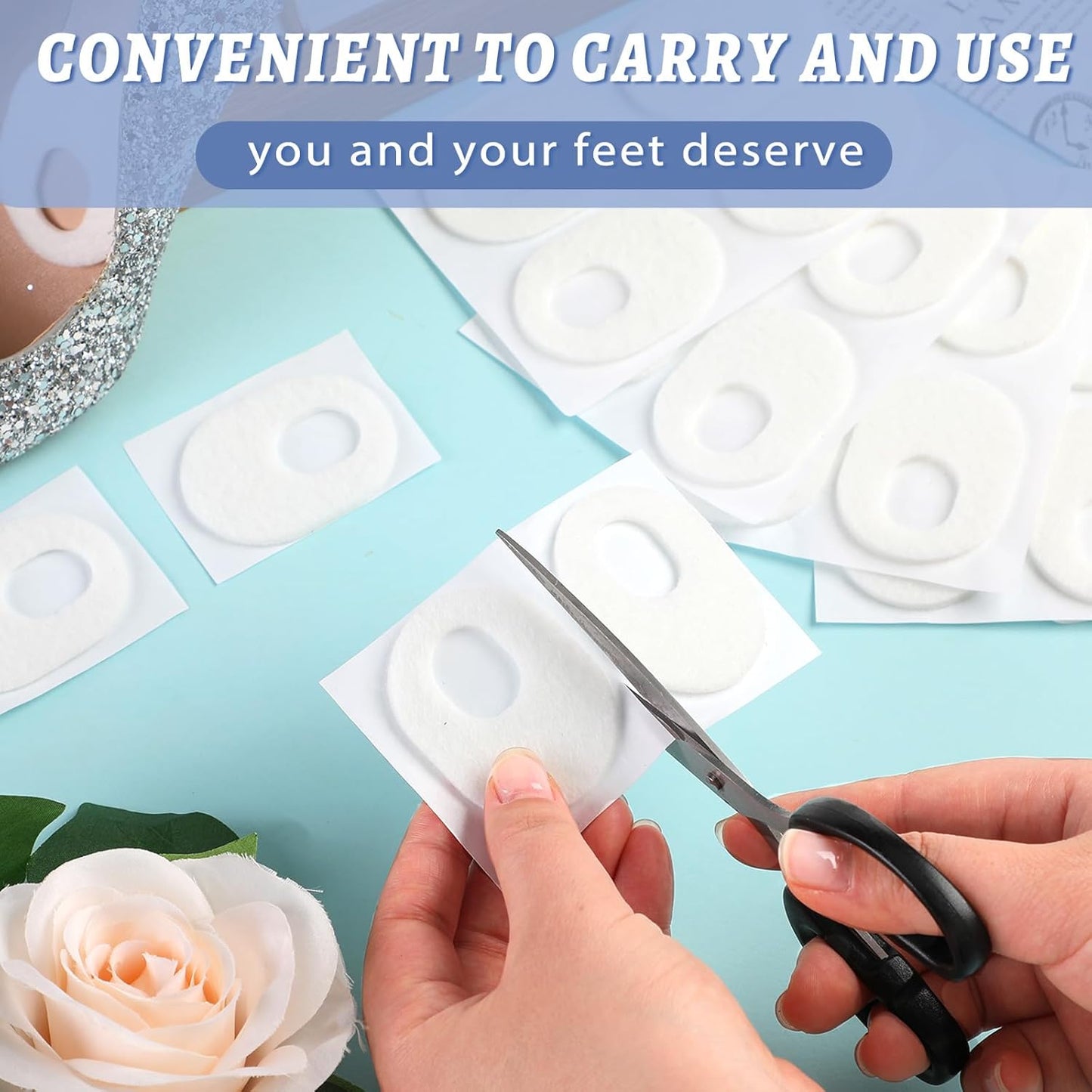 WILLBOND 48 Pack Callus Pads Soft 1/4" Thick Oval Shape Corn Pads 1/8" Felt Callus Cushions Adhesive Corn Protectors for Men Women Feet Toes Pain Relief(White, 1/8 Inch)