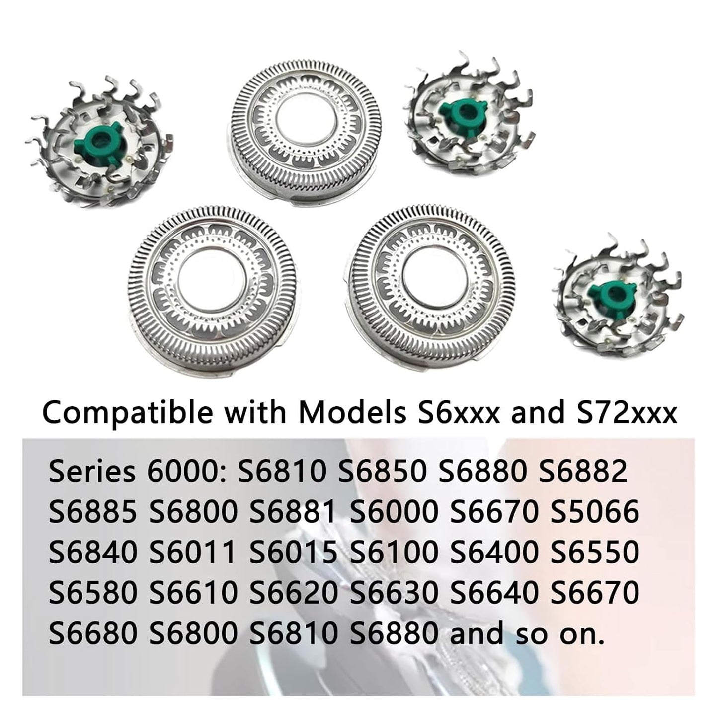 SH60/72 Replacement Heads Compatible with Philips Electric Shaver Series 6000, SH60 Replacement Blades Razor Heads for Shaver S6810/82, S6850/85, S6880/81, Upgraded Shaving Blade 6-Pack