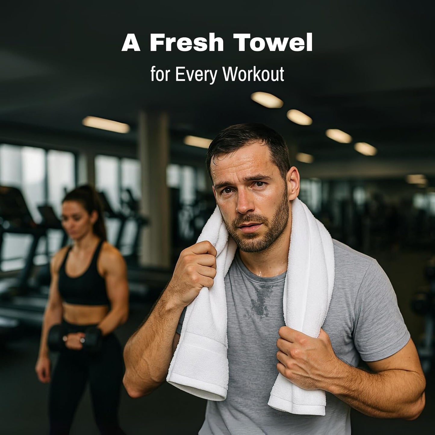 JMR Bulk-Friendly Essentials - Practical Cotton Towels - Economical 22" by 44" Multi-Purpose Towel - Absorbent, Quick-Drying, Soft, Lightweight - Ideal for Pool, Gym, Spa (White) - 36 Pack