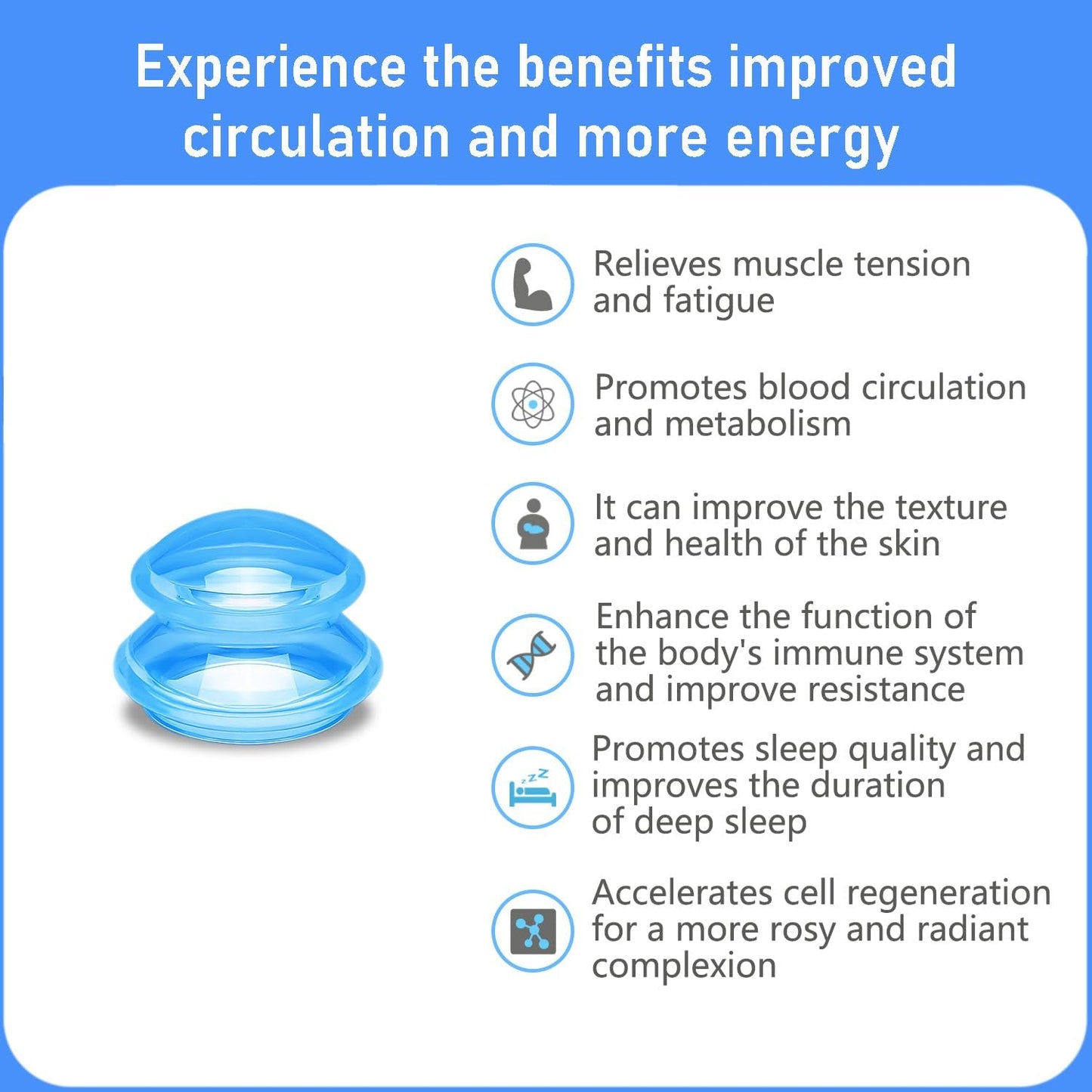 Silicone Cupping kit for Massage Therapy, Professionally Massage Cup for Body Sculpt Cup (Blue, L*2 Cups)