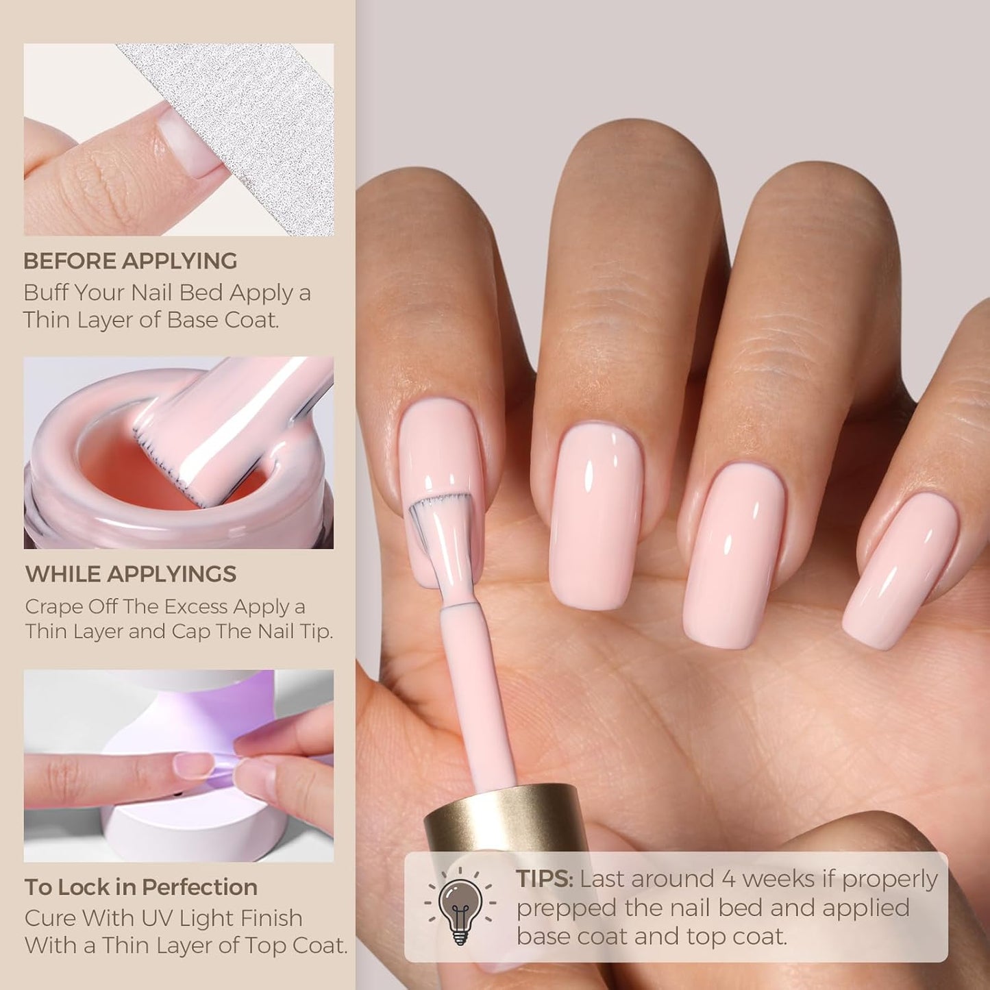 AILLSA White Pink Gel Nail Polish Nude Barely Pink Gel Polish Neutral Light Beige Jelly Gel Polish Off White Natural Color Nails Winter Soak Off U V Gel for Nail Art for Women 0.51 Fl Oz /GA98