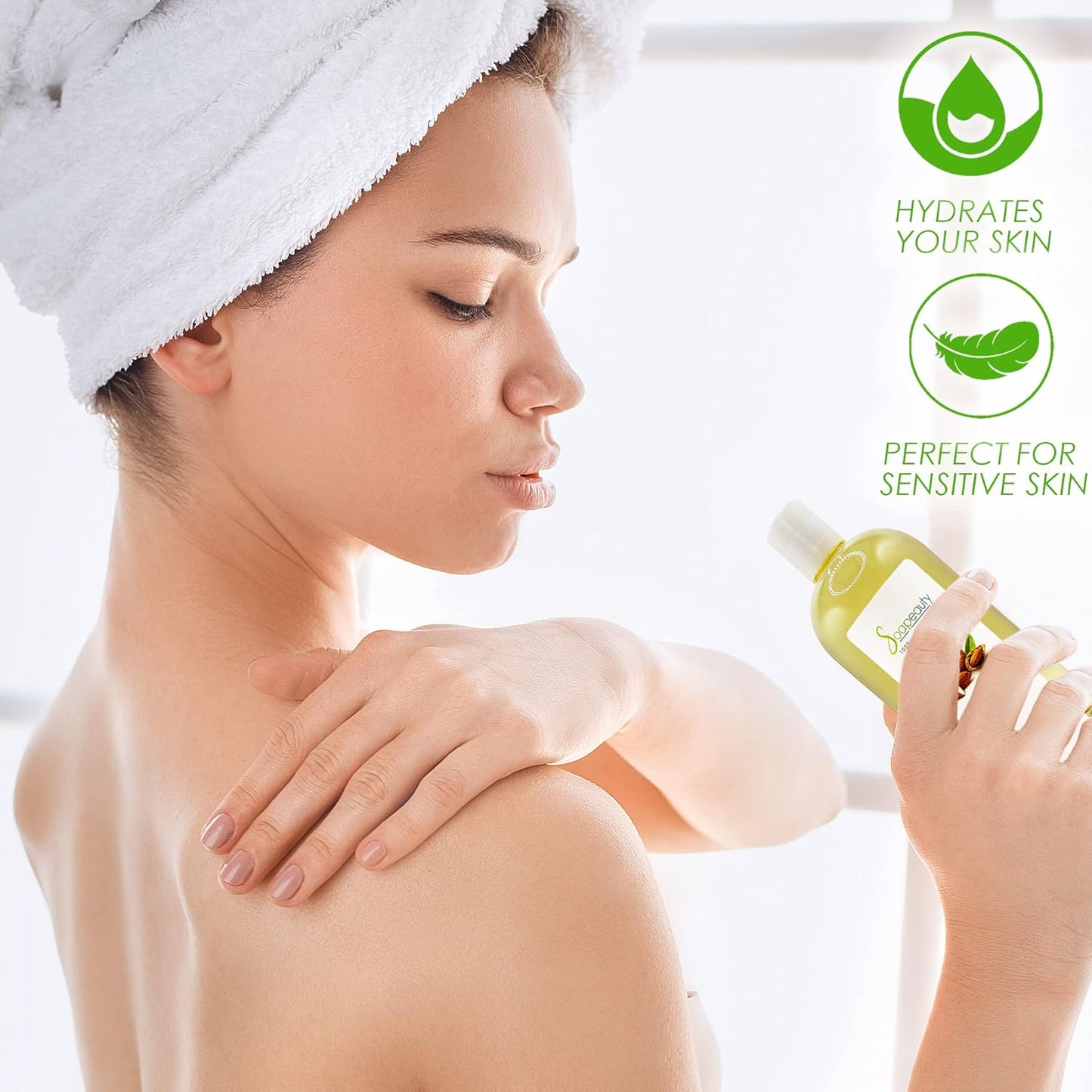 Soapeauty Sweet Almond Oil Cold Pressed Refined | 100% Pure Sweet Almond Oil Available in Bulk | Carrier for Essential Oils, Almond Oil for Skin, Face, and Hair, Soap Making | 24 fl oz (2 * 12 fl oz)