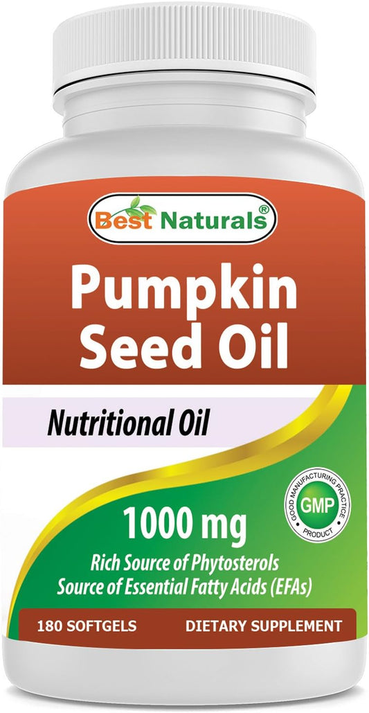 Best Naturals Pumpkin Seed Oil Bladder Control 1000 mg 180 Softgels