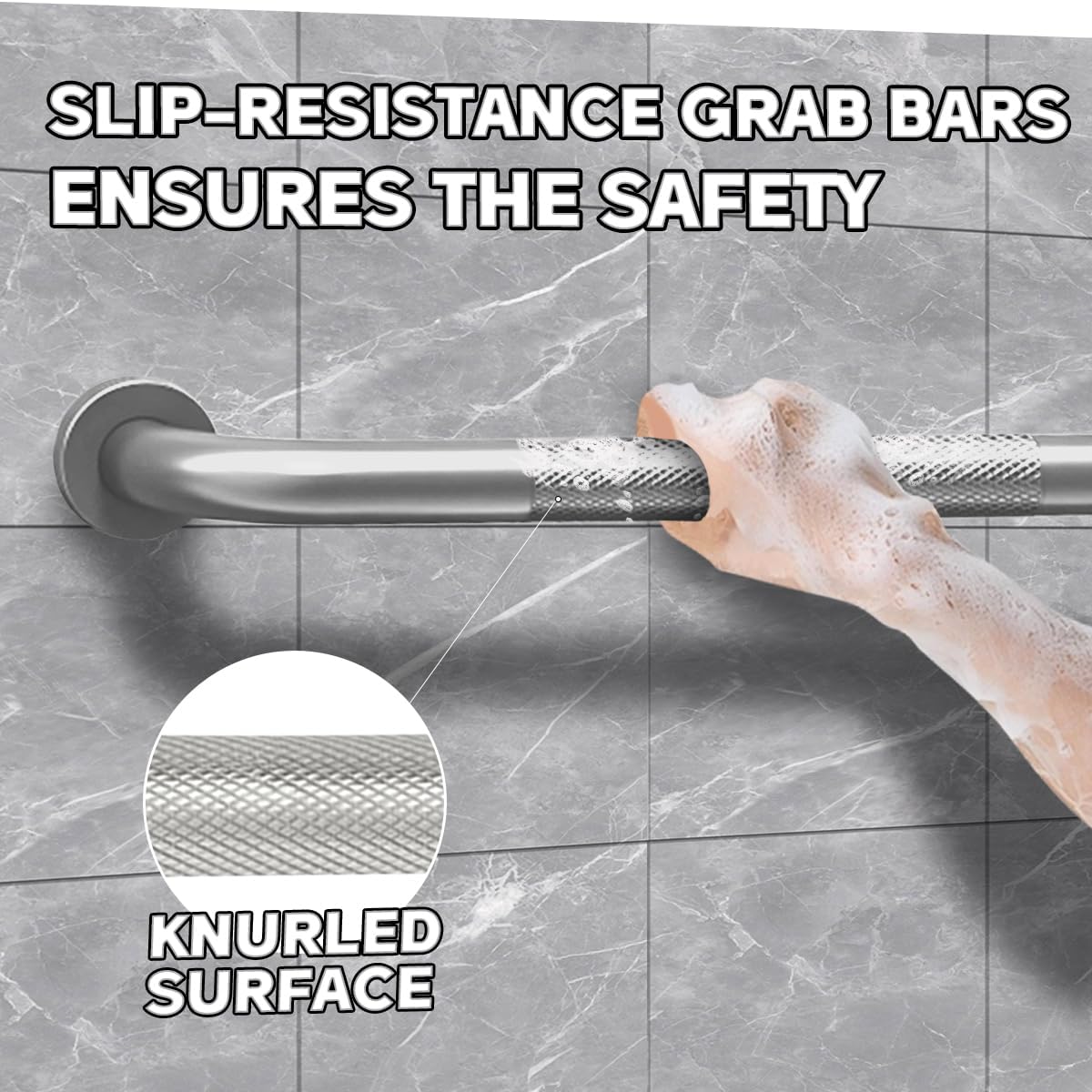 Grab Bars for Bathtubs and Showers 2 Pack 24'' Safety Grab Bar, Heavy Duty Shower Handle Bath Handrails for Seniors and Elderly, Bathroom Safety Grip