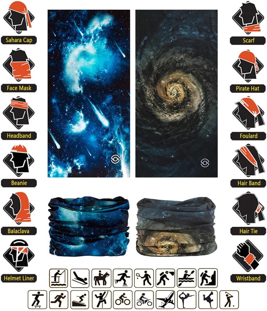 Headband Neck Gaiter Head Wrap Headwear Face Mask Magic Scarf Bandana for Men and Women