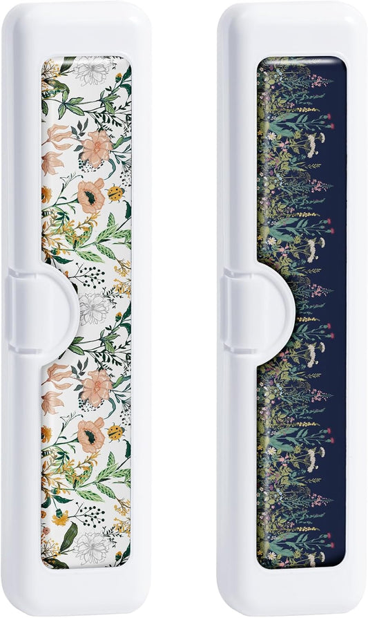 2 Pcs Toothbrush Travel Case - Colorful Pattern, Holder and Covers for Toothbrushes, Includes Tongue Scraper Case