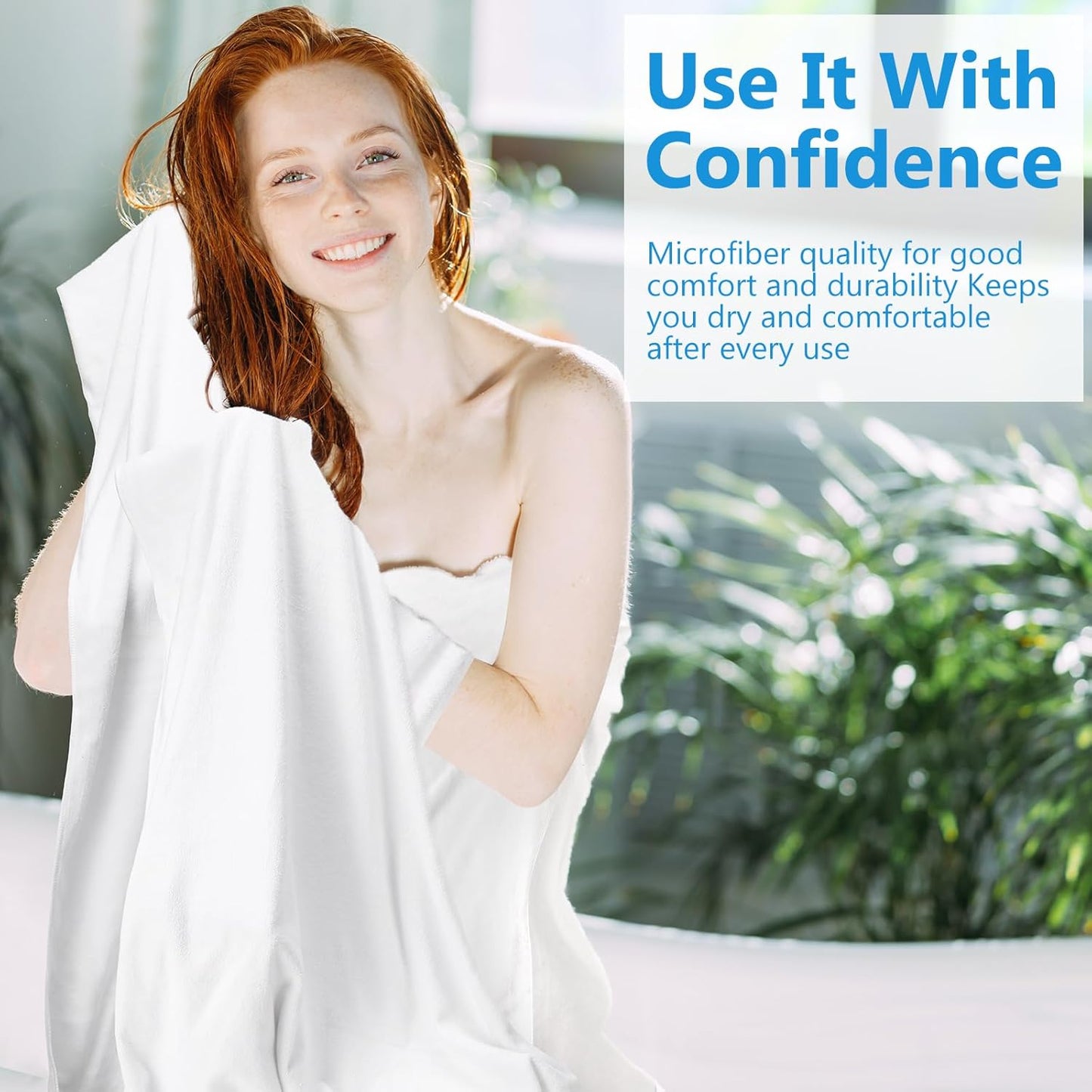 16 Pack Microfiber Bath Towels Bulk 27'' x 60'' Oversized Size Bath Towel Highly Absorbent Extra Large Soft Drying for Shower Summer Beach Salon Sport Party (Simple,White)