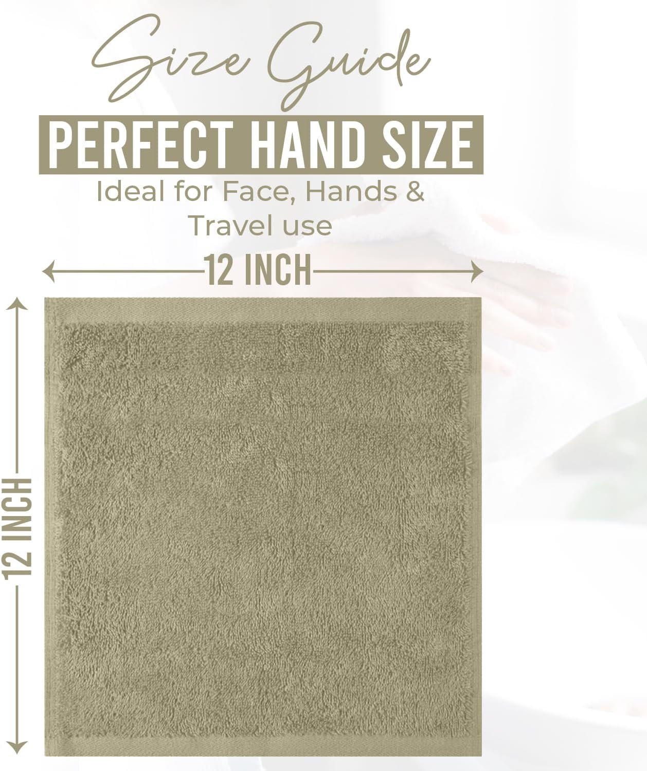 DAN RIVER 100% Cotton Wash Cloths 12 Pack [12x12] Soft & Absorbent Terry Cloth washcloths, Gym, Hotels & Spa Perfect for Everyday Use Fingertip Towels, Beige