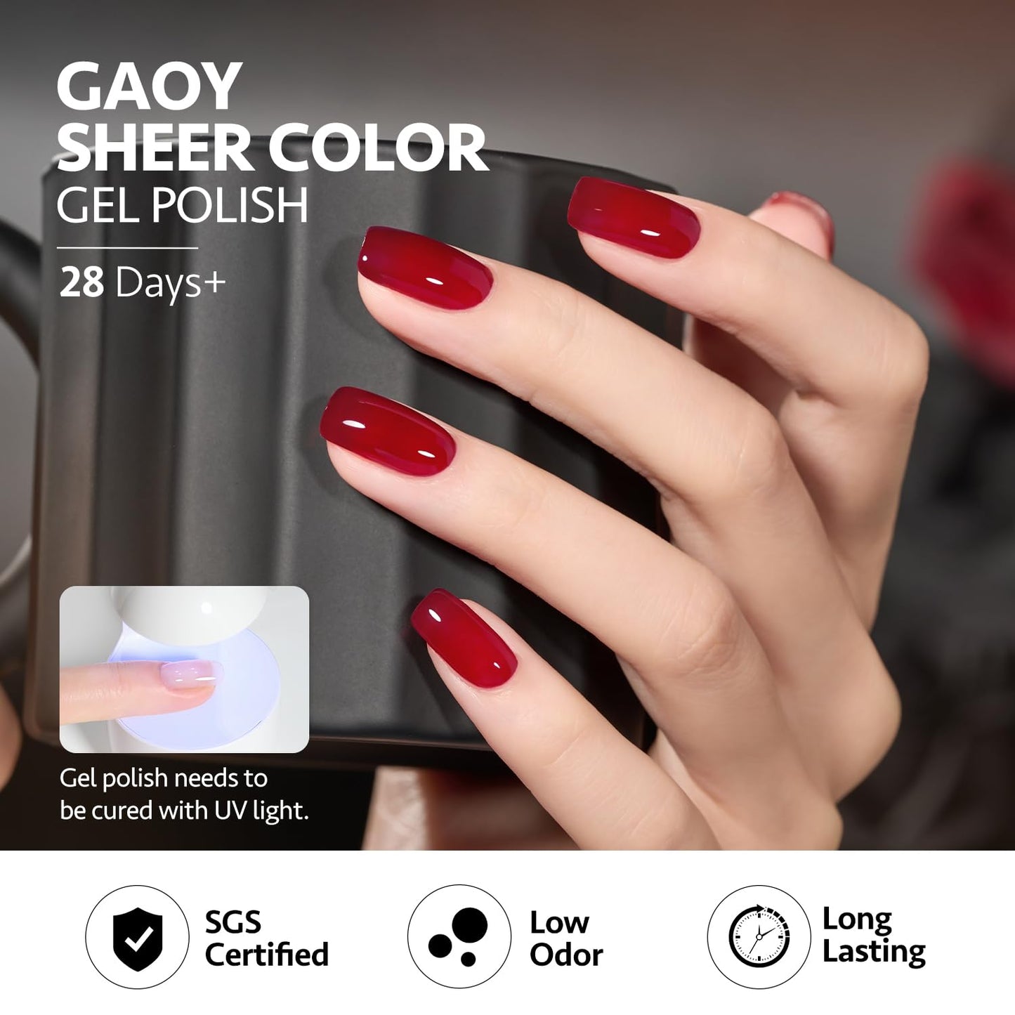 GAOY Wonder Color Gel Nail Polish, Jelly Red Green Brown Yellow Hot Pink Colors Sheer Gel Polish Kit for Salon Manicure and Nail Art DIY at Home
