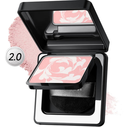CARSLAN 2.0 Black Magnet Soft Focus Powder, Waterproof Translucent Pressed Setting Powder, 24H Longlasting Talc-Free Face Powder, Oil Control Compact Makeup,01 Pink For Dry&Com Skin, 0.28Oz