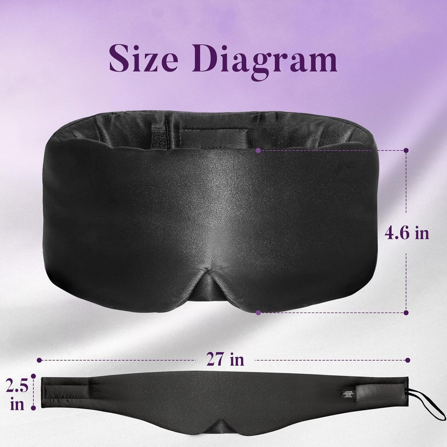 Satin Sleep Mask - Updated Design Light Blocking Eye Mask for Men and Women, Soft and Comfortable Night Sleeping Mask, Eye Cover for Travel/Sleeping (Black)