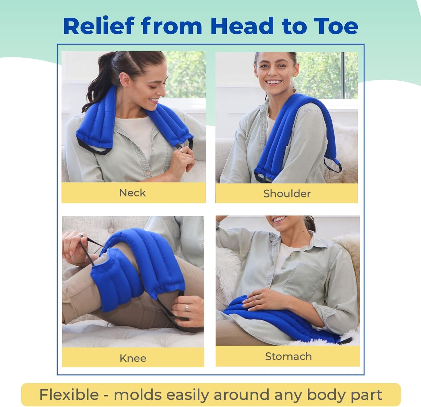 Microwavable Heating Pads for Lower Back, Neck, and Shoulder Pain Relief - Moist Microwave Heating Pad for Muscles and Joints - Microwave Hot Pack Heat Pad for Cramps (Multi Blue, 1)