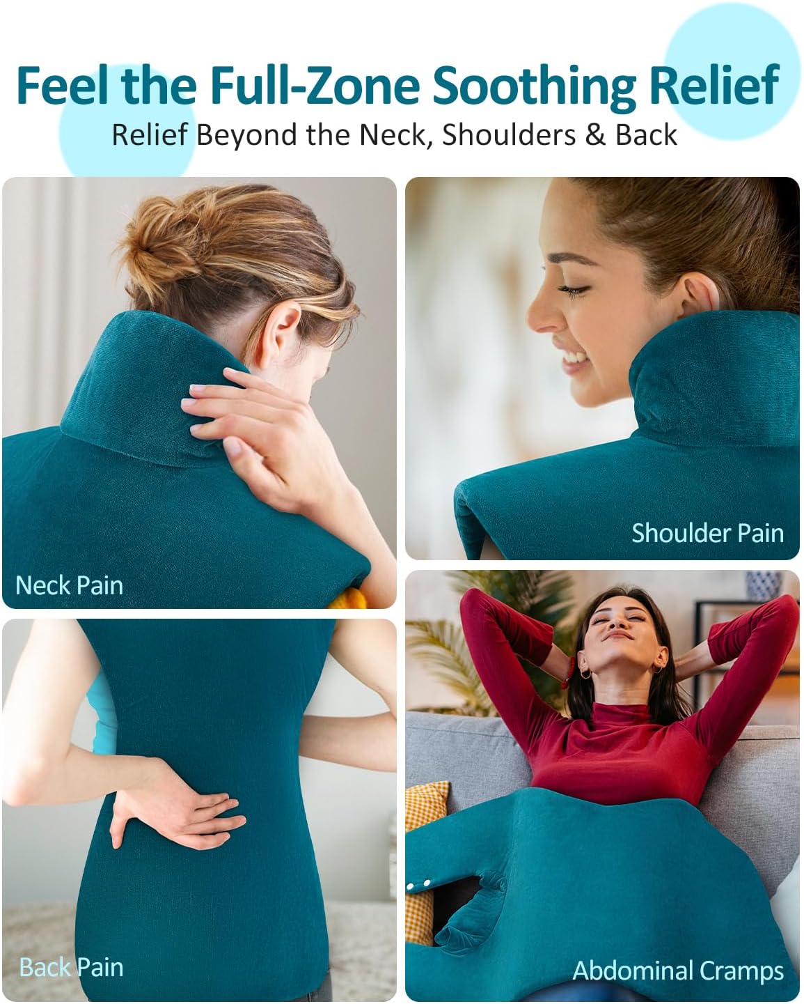 Heating Pad for Neck Shoulders Back Pain Relief, Electric Extra Large Heated Wrap for Full Body Relax, Dry/Moist Heat Pad, Christmas Birthday Gifts for Women Mom Grandma, Stocking Stuffers for Adults