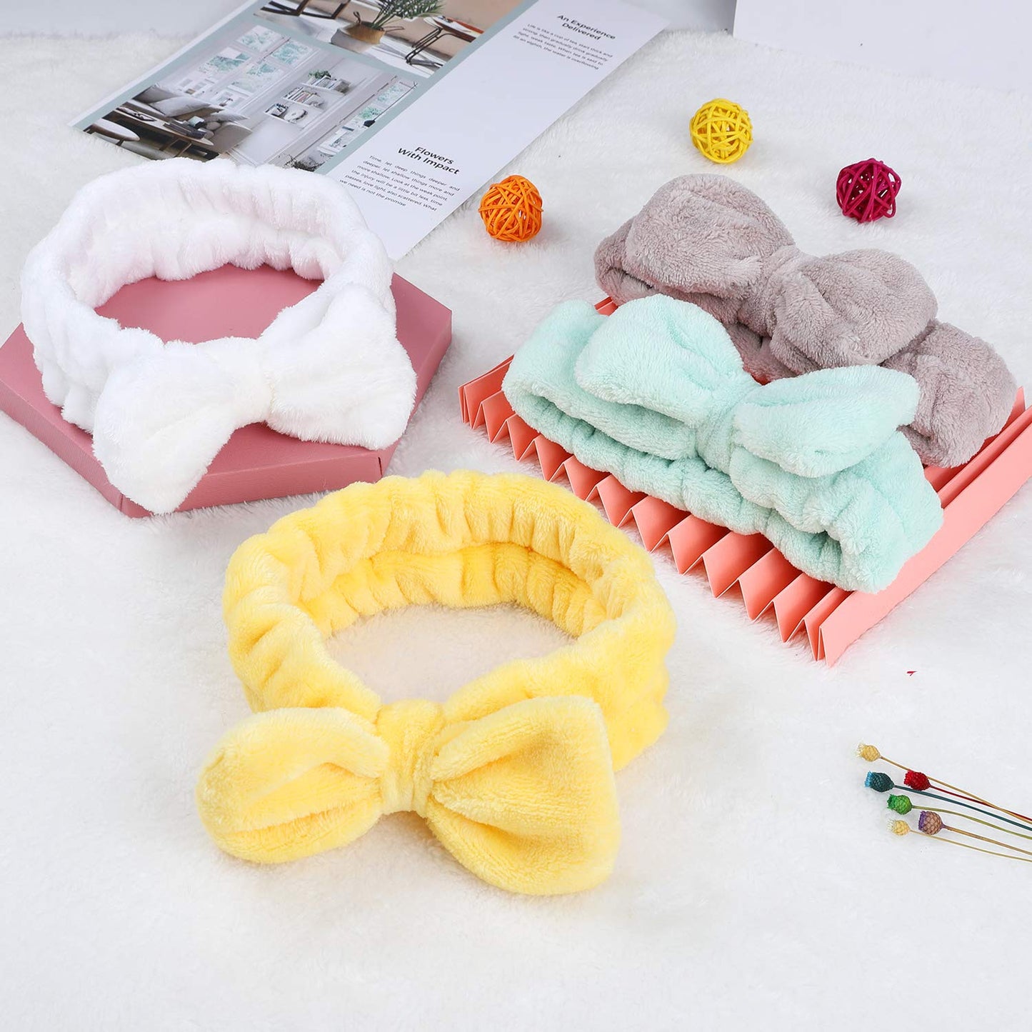 Stocking Stuffers for Teen Girls, 8 Pack Bow Spa Skincare Headband for Washing Face, Christmas Gifts Spa Party Favors Bulk Gifts for Teens Girls