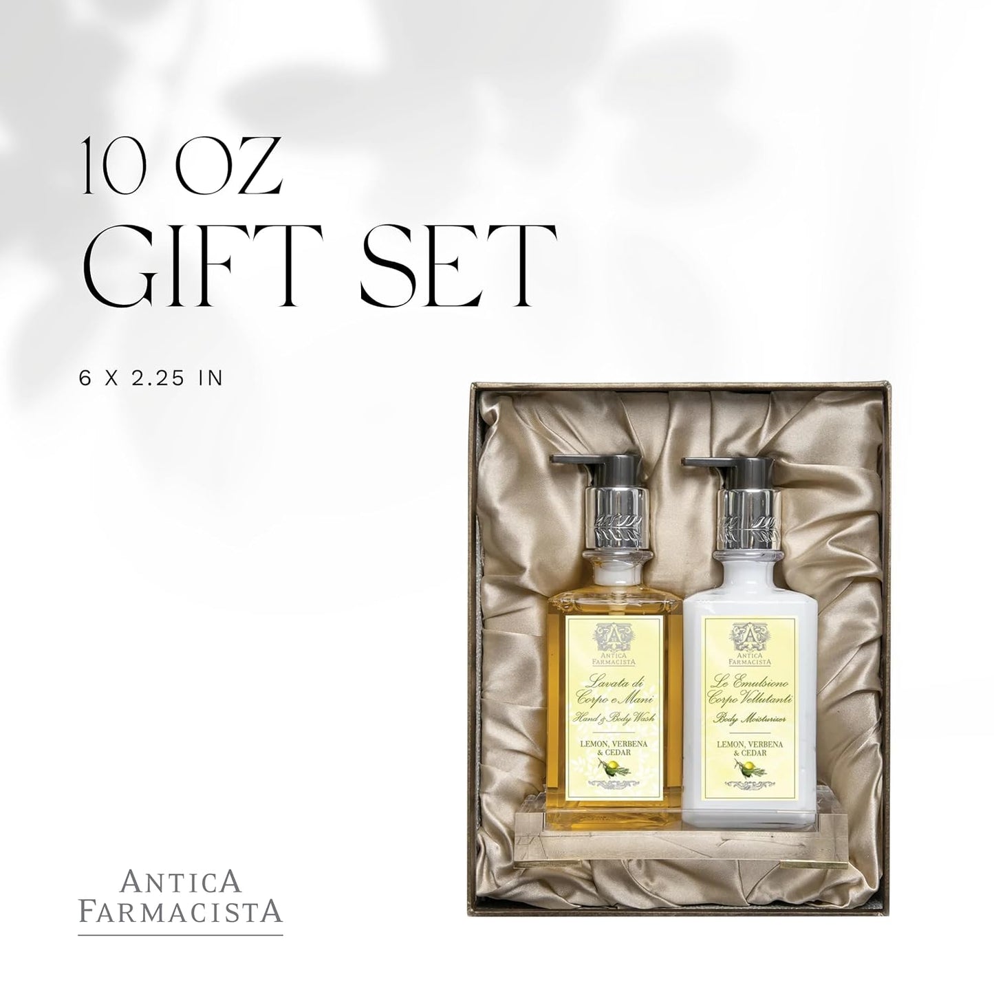 Antica Farmacista Acrylic Bath & Body Gift Set - Includes Body Wash, Body Moisturizer & Acrylic Tray - Bath & Body Gift Set for Women - Lemon Verbena & Cedar