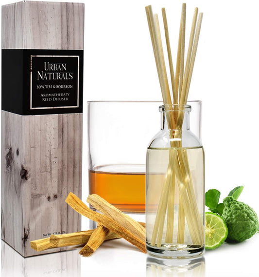 Urban Naturals Bowties & Bourbon Reed Diffuser Gift Set | Dark Oak, Bergamot & Bourbon | Made in The USA