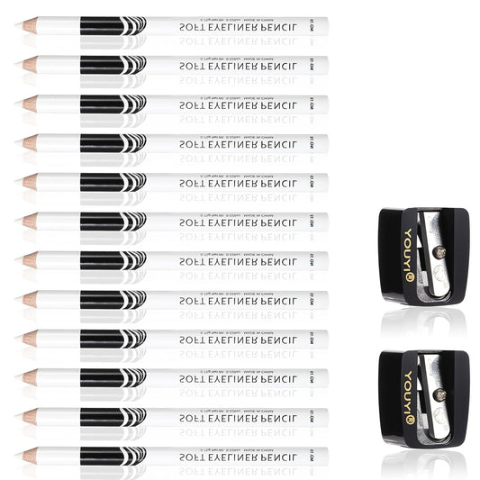 12PCS Barber Pencil Set with Sharpener, Smudge-proof Beard Shaping Guide Pen, Hairline Pencils, Suitable for Men and Women (White)