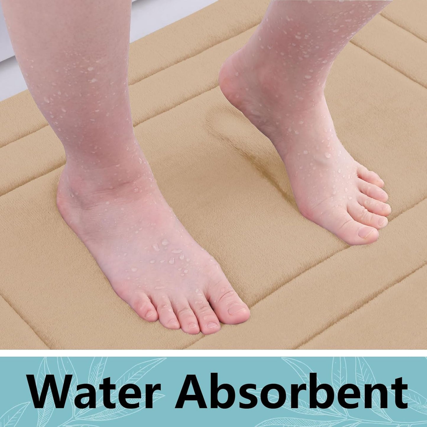 Arotive Memory Foam Bathroom Rug Mat 44x24, Ultra Soft and Absorbent Bath Mat, Machine Wash Dry, Comfortable Bath Rug Carpet for Bathroom Floor, Tub and Shower, Beige