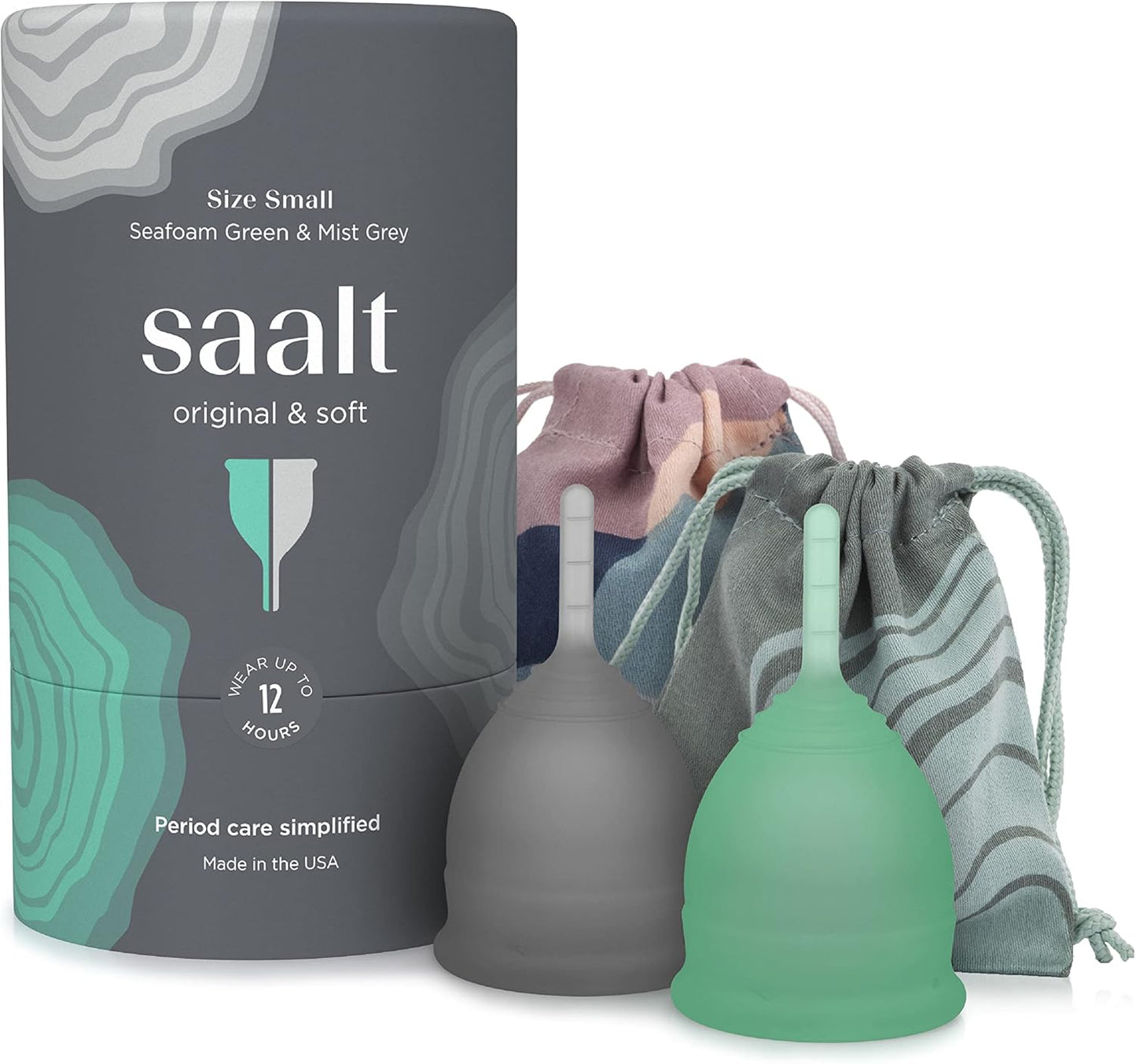 Saalt Twin Pack - Reusable Medical-Grade Silicone Period Cup - Wear for 12 Hours - Saalt Soft & Original Firmness (Small)