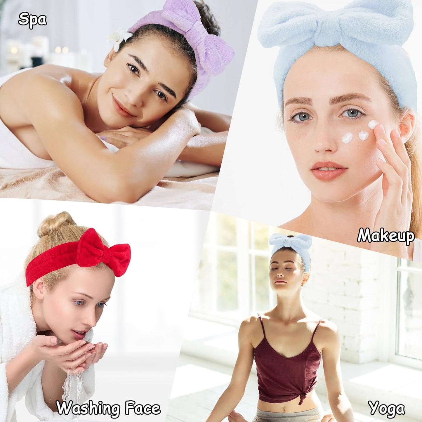 Casoty 6 Pcs Spa Headband, Hair Band for Washing Face, Cheetah Makeup Headband, Skincare Headbands, Soft Fleece Hairband for Face Washing Yoga