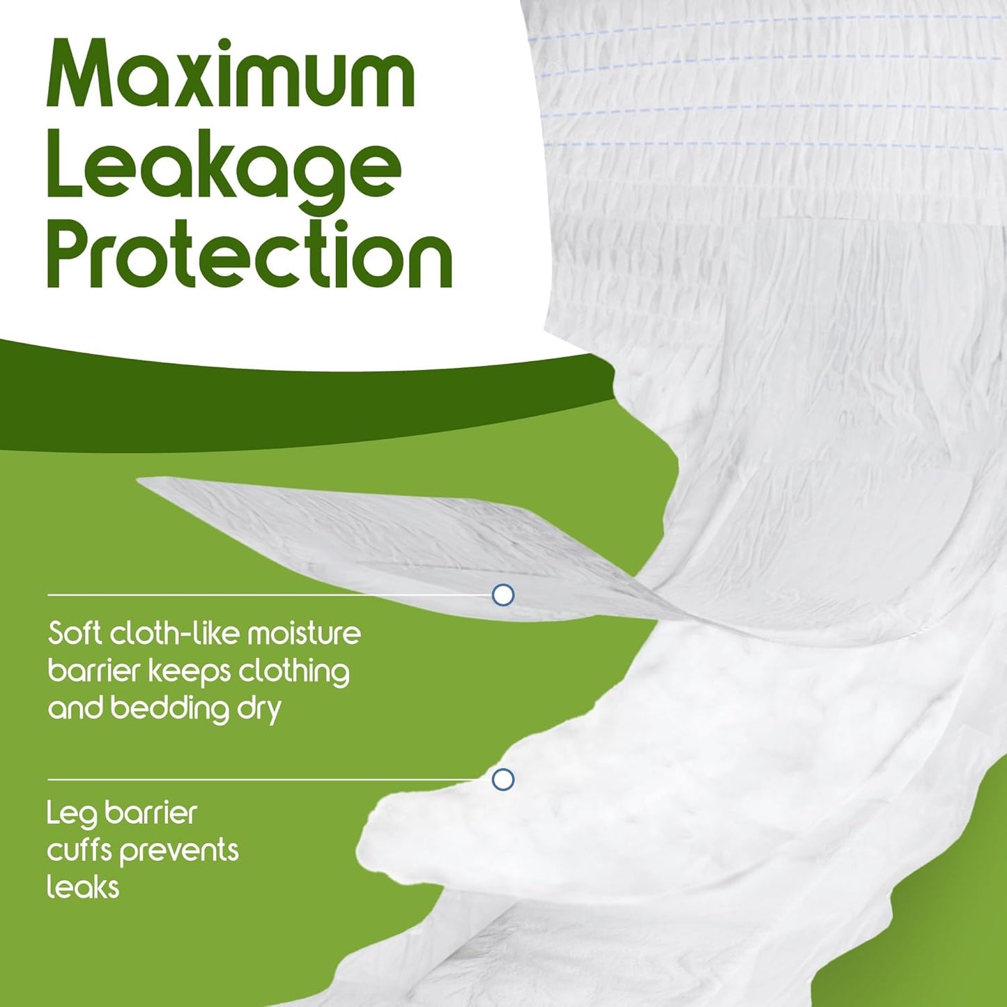 Inspire Protective Underwear for Men and Women | Adult Diapers for Bowel Incontinence | Disposable Underwear for Women and Men - 4 Bags of 18 | 72 Total (Large)