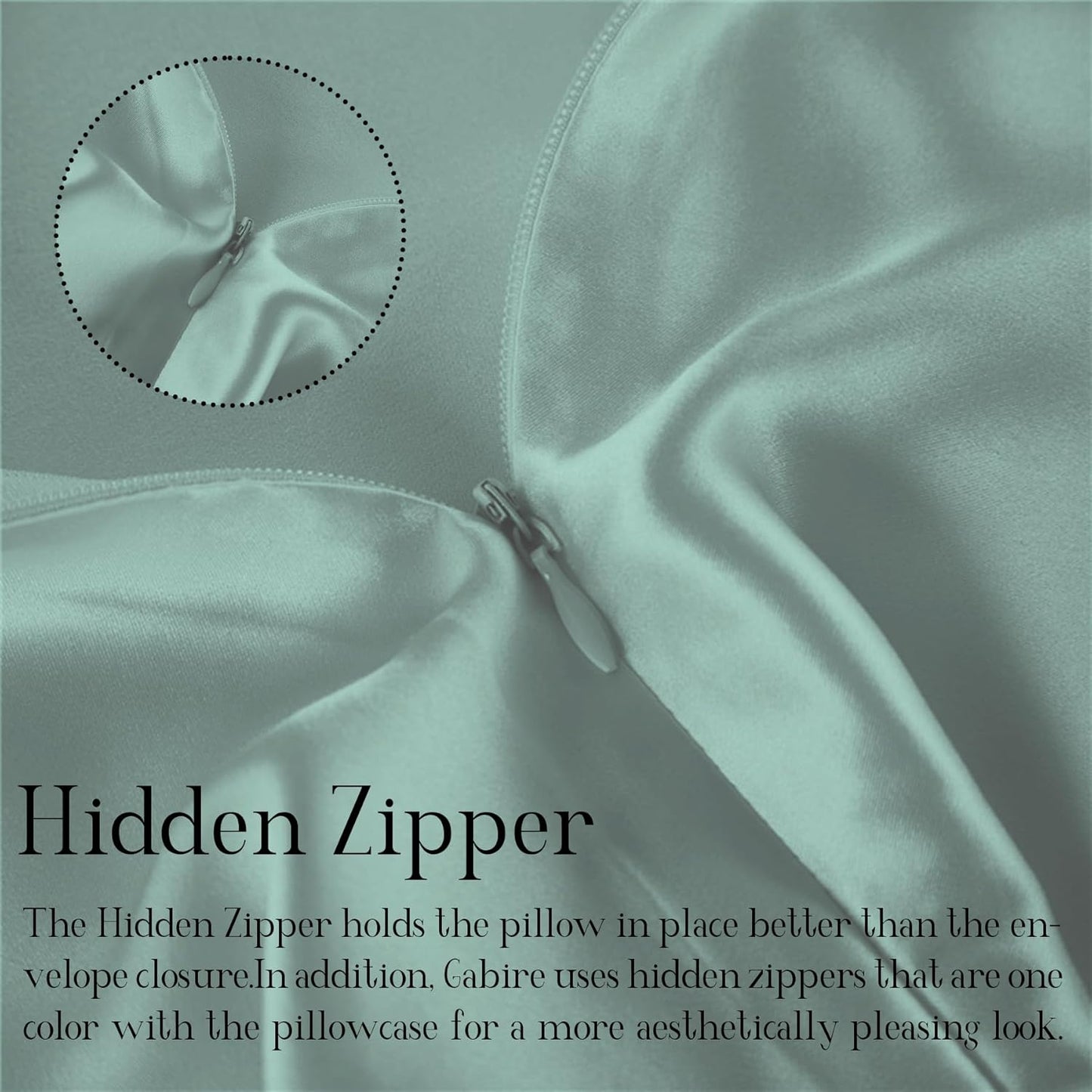 Mulberry Silk Pillowcases Set of 2, Both Sides Real Silk Pillow Covers for Hair and Skin Prevent Acne Pillowcase Organic Silk Pillowcase 2 Pack with Hidden Zipper, Sage Green, King (20"×36")