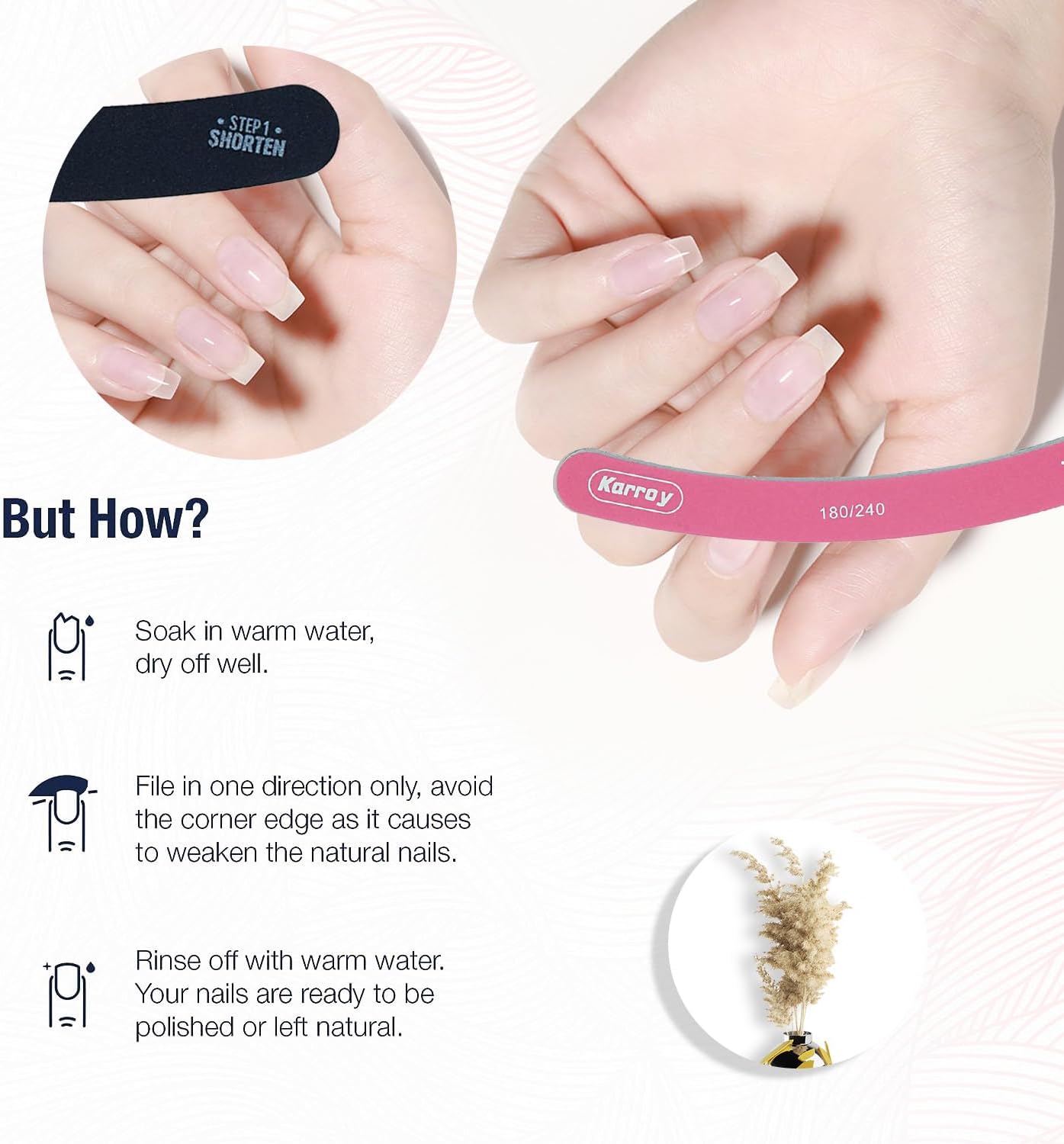 Nail File 20pcs Dual Sided Nail Files for Natural Nails Emery Boards Nail Filer for Acrylic Nail 180/240 Grit