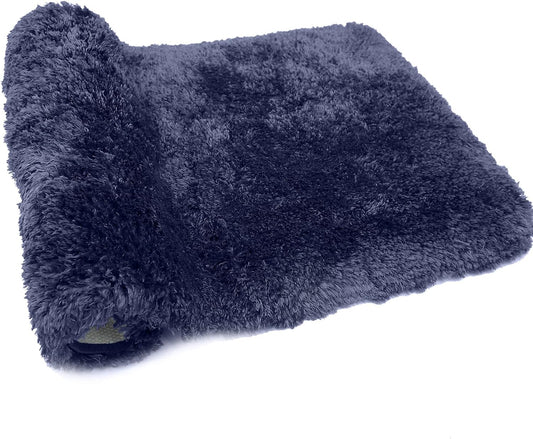 FIFU Bathroom Rugs 24" W x 36" L, Bath Mat for Bathroom, Bedroom, Laundry Room & Kitchen, Non-Slip Rubber Latex Backing, Extra Soft and Absorbent Microfiber Carpet, Machine Washable Rug, Navy Blue