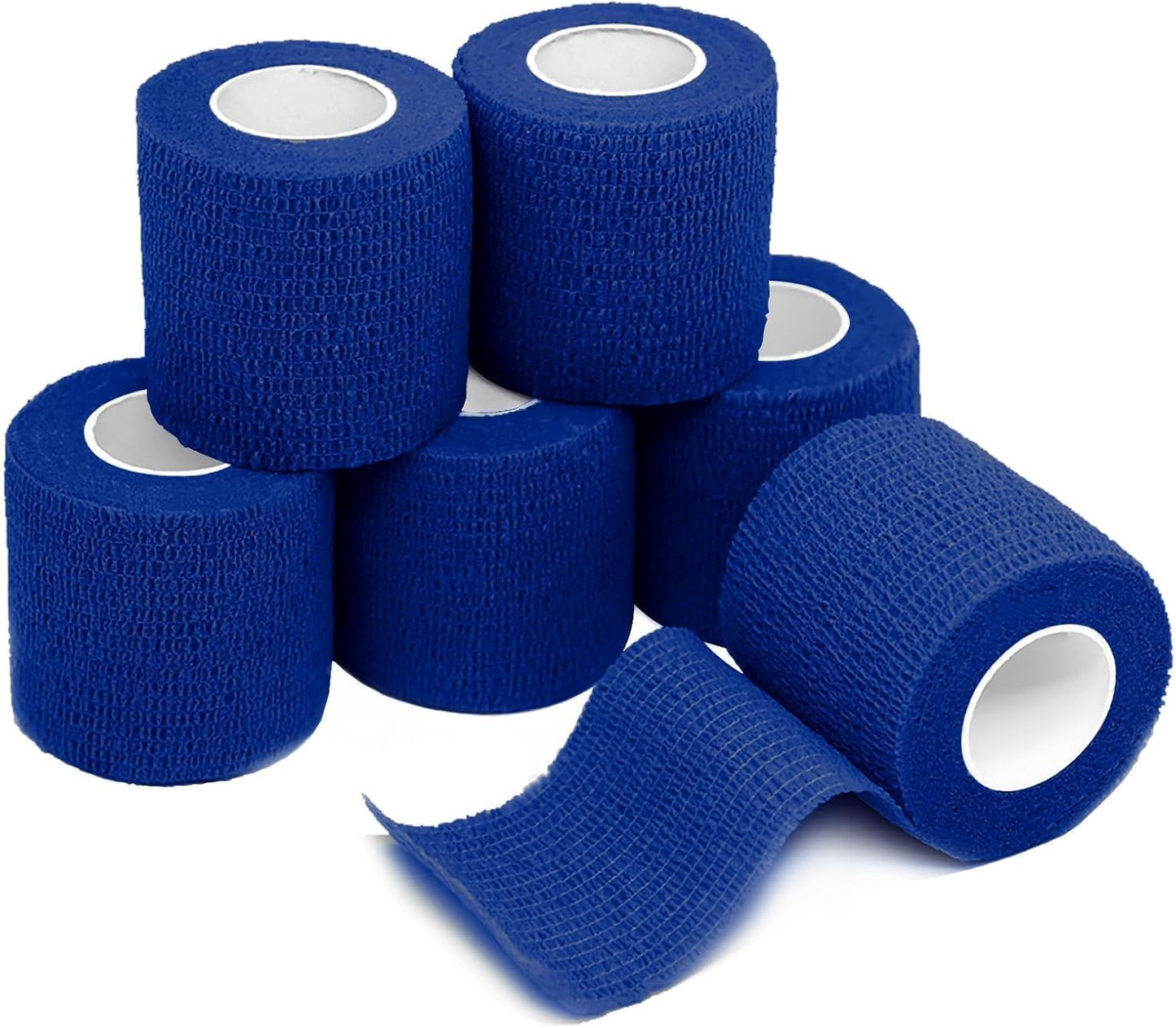 FriCARE Self Adhesive Bandage Wrap, Medical Tape in First Aid Kit, Cohesive Bandages for Wounds Sport Vet, 2 Inches X 5 Yards 6 Rolls, Royal Blue